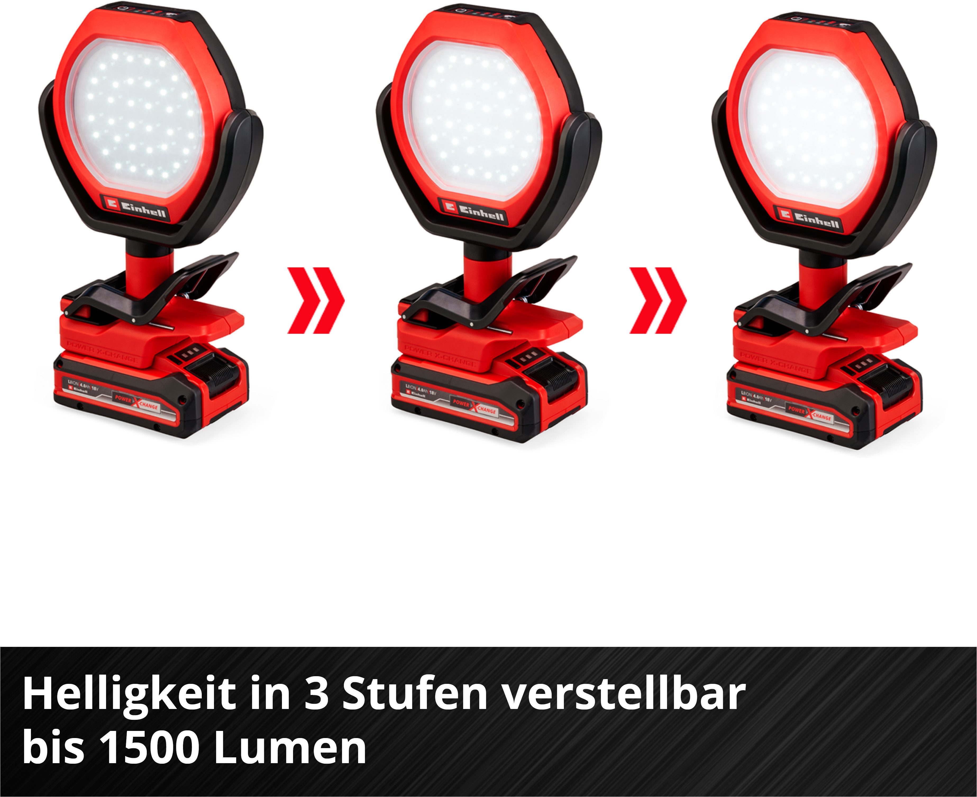Einhell Arbeitslicht Akku-Outdoor-Lampe »GC-OL 18/1500 Li-Solo«, Ein-/Ausschalter, mehrere Helligkeitsstufen, LED fest integriert, ohne Akku, ohne Ladegerät