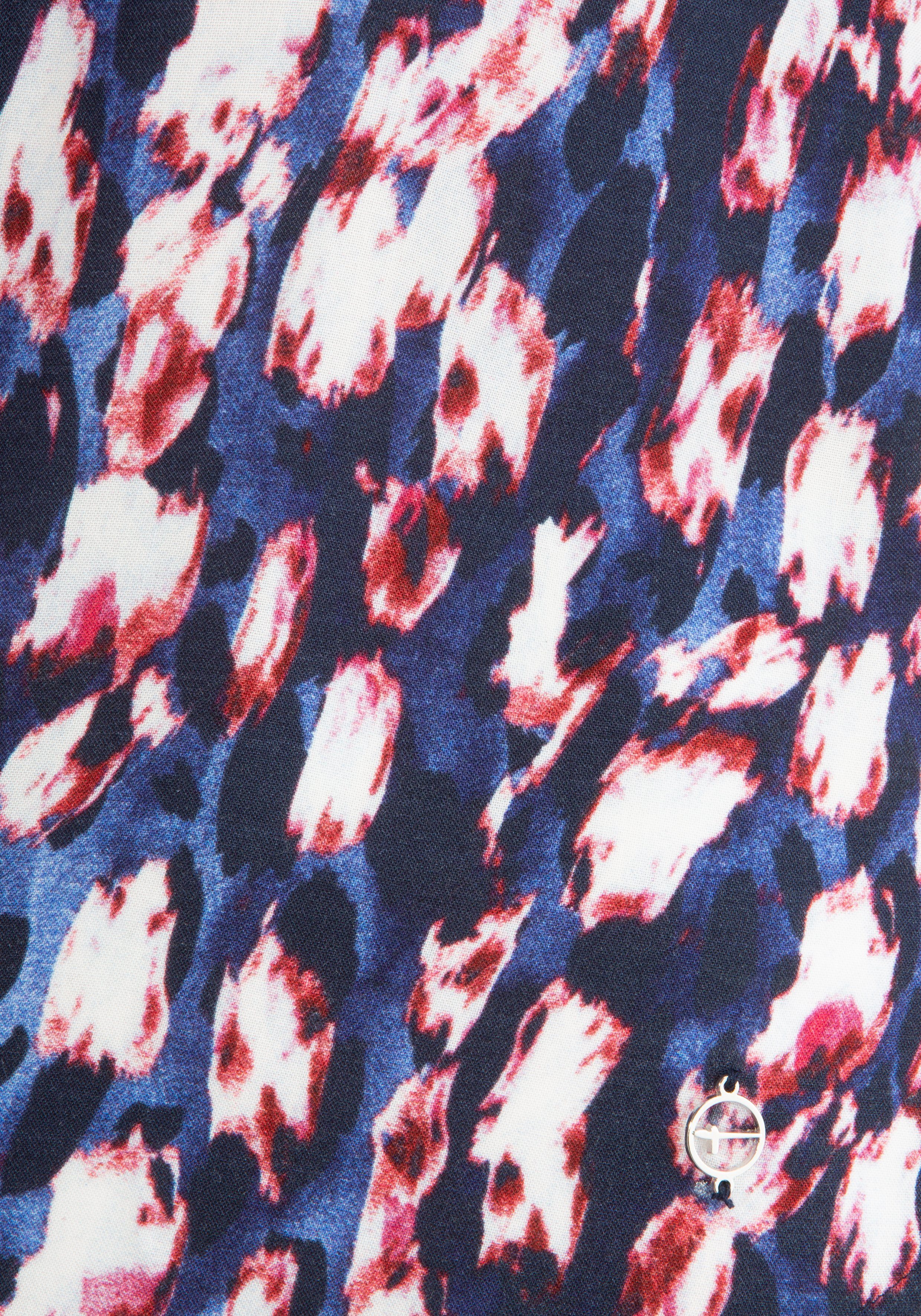 Tamaris Shirtbluse mit abgerundetem rot-blau-gemustert KOLLEKTION Saum NEUE 