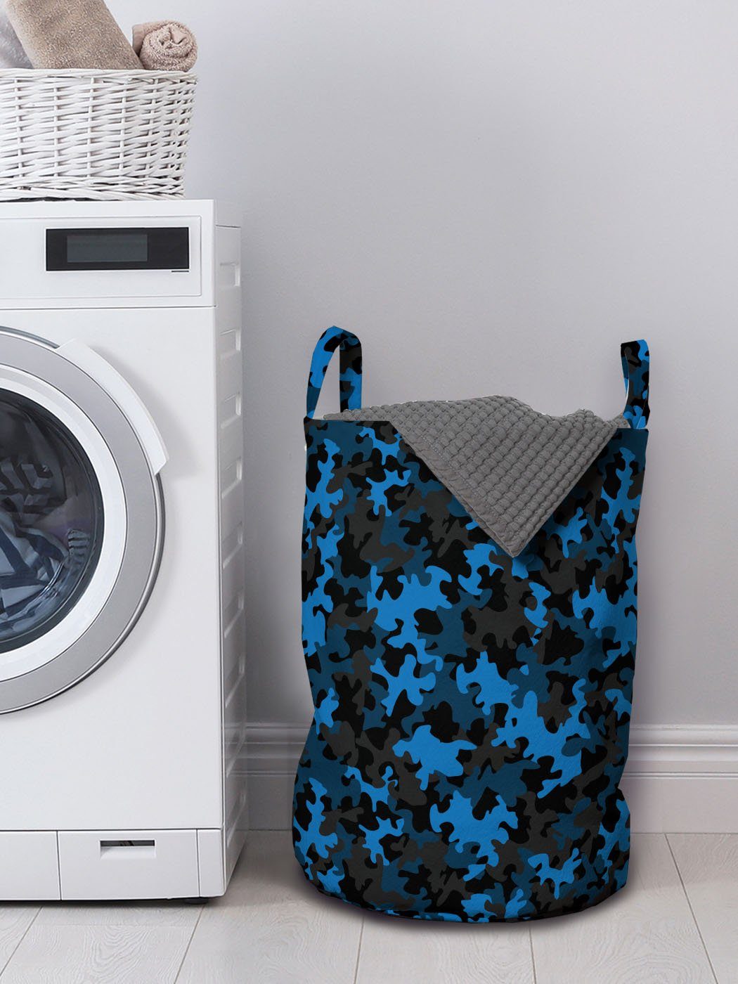 Abakuhaus Wäschesäckchen Wäschekorb mit Töne Griffen Kordelzugverschluss Tarnen Dunkle für Waschsalons, Hiding
