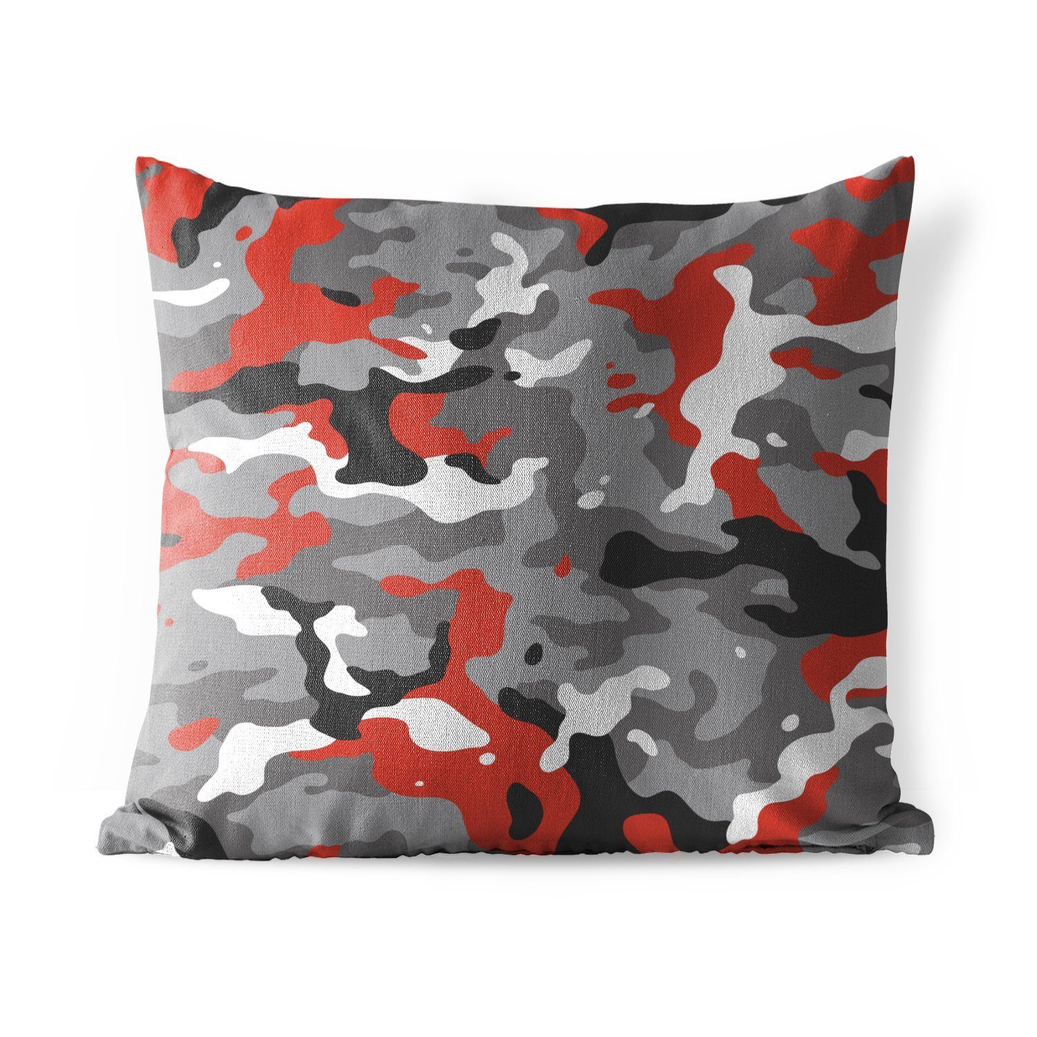 mit Kissenbezüge, Akzenten, Kissenhülle, roten Dekokissen, MuchoWow Outdoor Camouflage-Muster Dekokissenbezug, Dekokissen