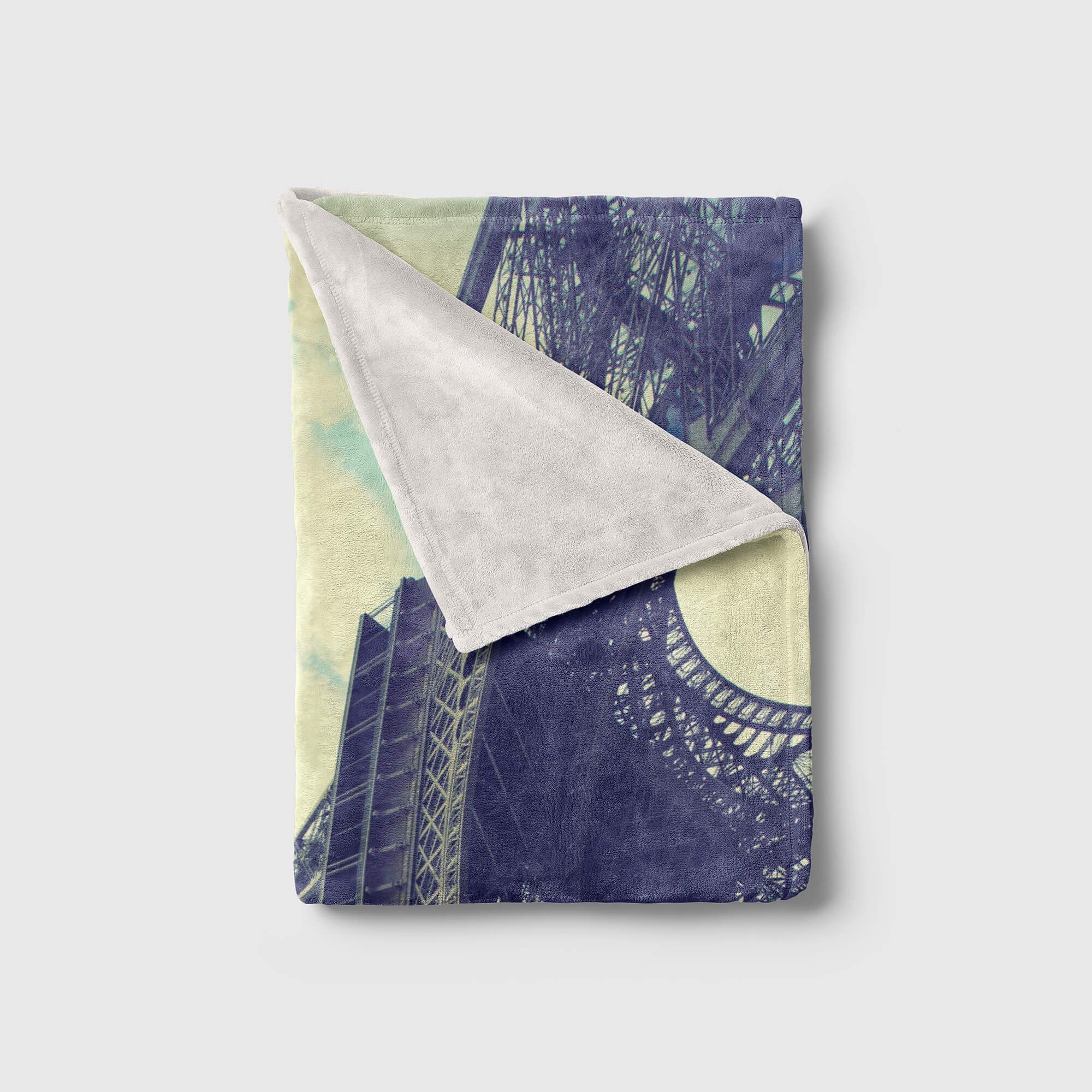Art H, Saunatuch (1-St), Strandhandtuch Kuscheldecke Handtuch Fotomotiv Handtuch Eiffelturm Baumwolle-Polyester-Mix Paris Handtücher Sinus mit