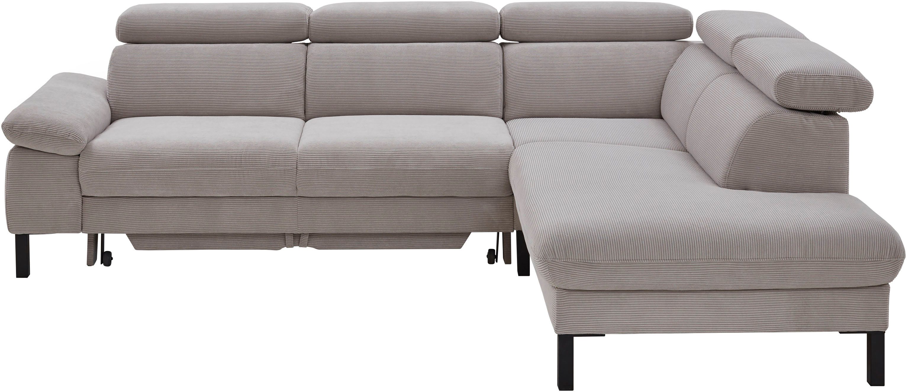 Home affaire Ecksofa Arnayon mit Querschläfer-Bettfunktion, Schlafsofa, großer Bettkasten, manuelle Kopfteilverstellung, Tonnentaschen-Federkern, Feincord L-Form