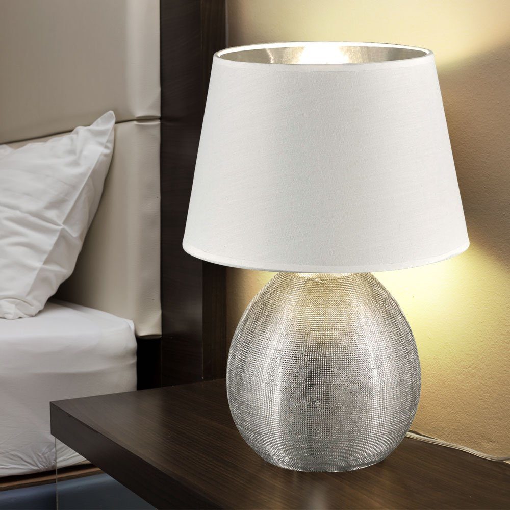 LED Warmweiß, etc-shop Lese Fernbedienung Wohn Leuchtmittel Tisch Leuchte inklusive, Zimmer silber Farbwechsel, Tischleuchte, Lampe