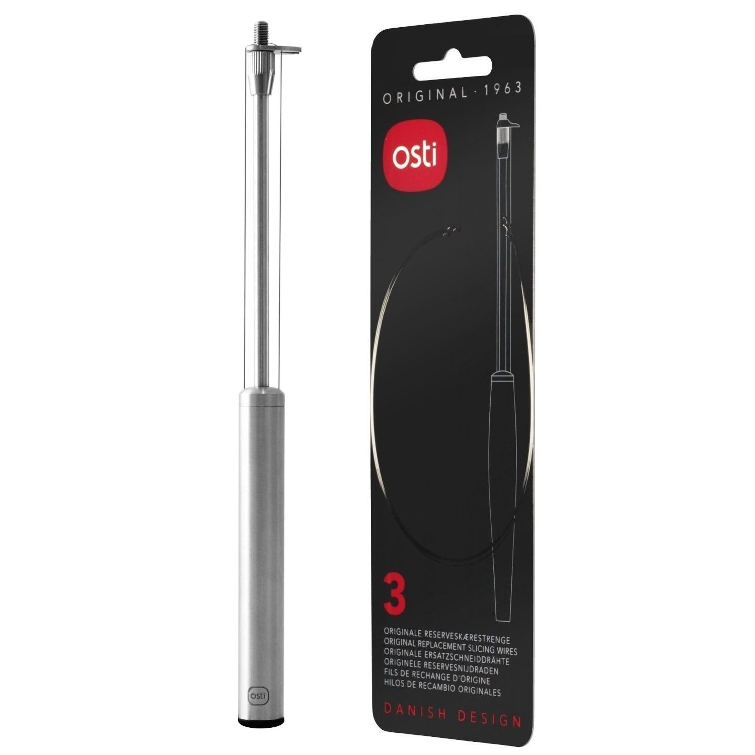 Osti Fadenschneider Käseschneider + 3 Ersatzschneiddrähte, (4-tlg), edelstahl