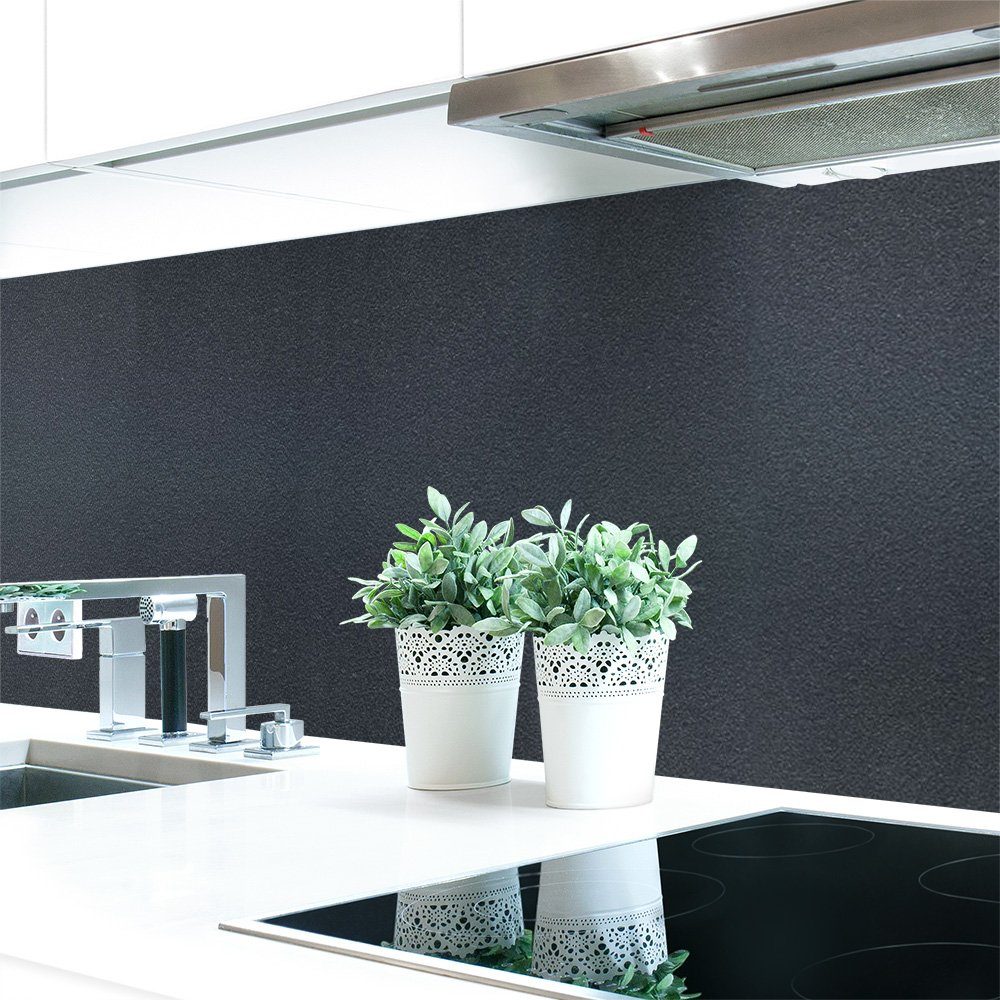 DRUCK-EXPERT Küchenrückwand Küchenrückwand Graphit Schwarz Premium Hart-PVC 0,4 mm selbstklebend