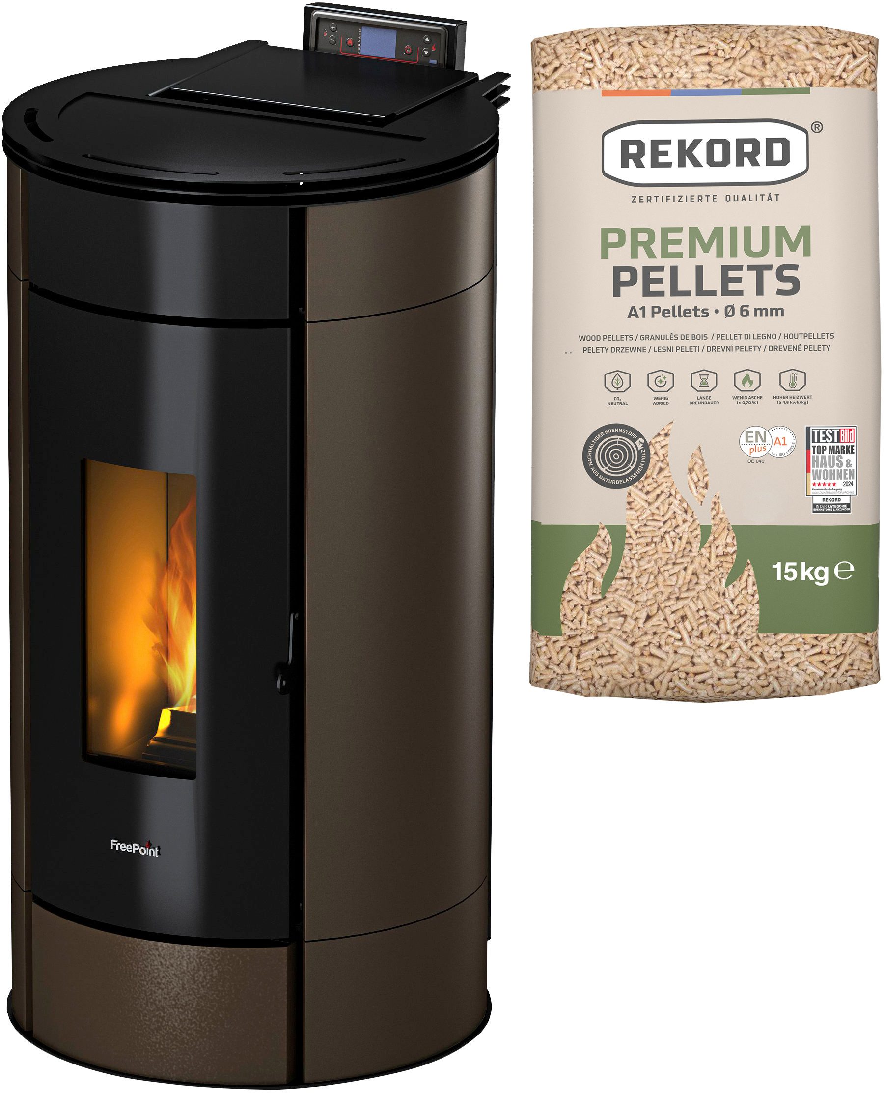 Freepoint Pelletofen Globe airtight, 11 kW, Zeitbrand, 352 W, 230 V günstig online kaufen