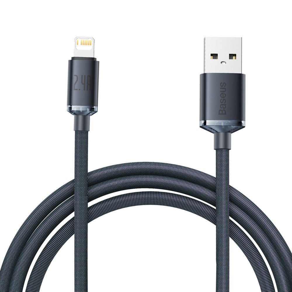 Baseus Crystal Shine USB-A auf iPhone Kabel 2.4A 2m schwarz Smartphone-Kabel, (200 cm)