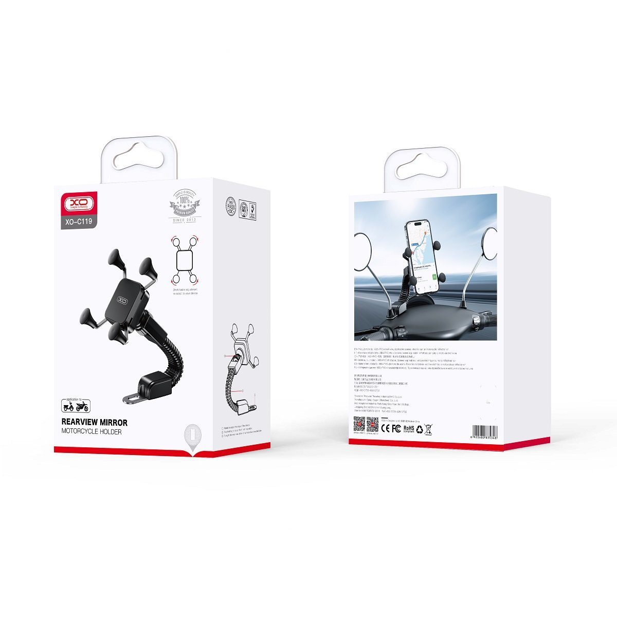 XO Smartphone-Halterung Fahrrad-/Motorradhalter C119 Handy Halterung schwarz