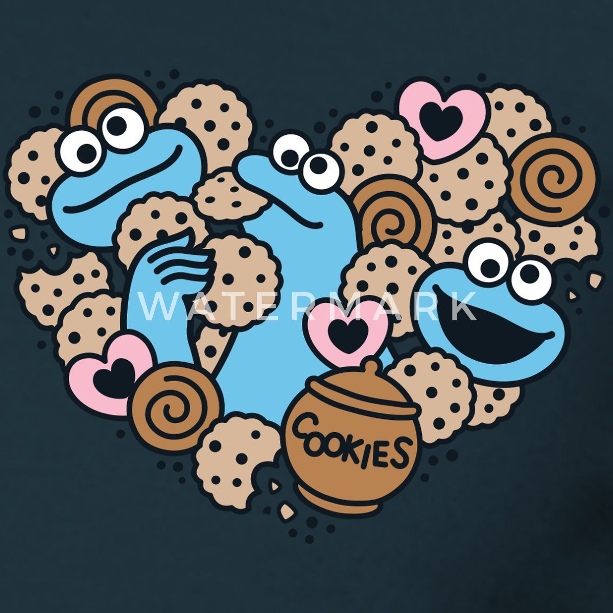 Spreadshirt T-Shirt Sesamstraße Design Herz Mit Krümelmonster Männer T-Shirt (1-tlg)