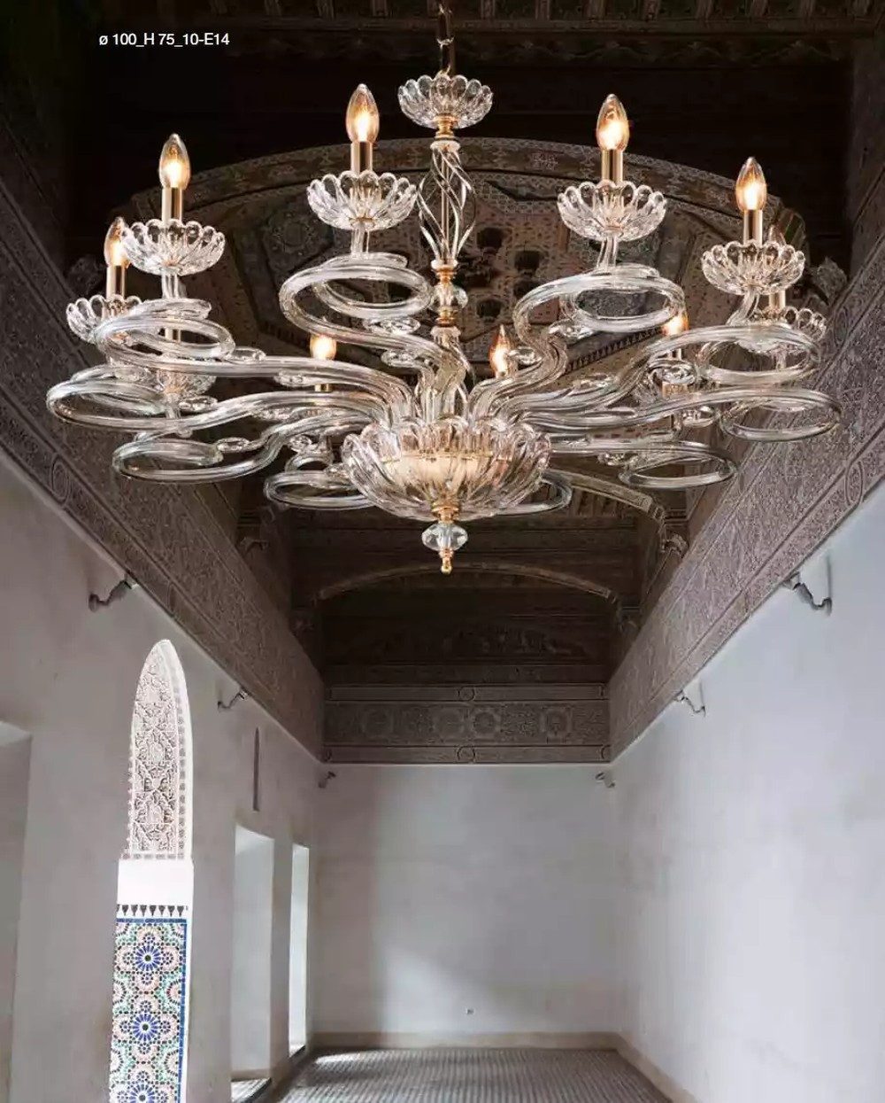 JVmoebel Kronleuchter Elegante Hängeleuchte aus Metall in Gold mit Kristallakzenten, Keine Funktionen, Leuchtmittel wechselbar, Tageslichtweiß, Made in Europa