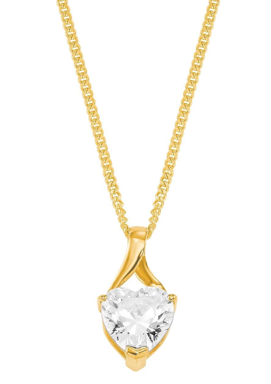 Amor Kette mit Anhänger Schmuck Geschenk Halskette Herz LIEBE 2014209 Gold 375, mit Zirkonia (synth)