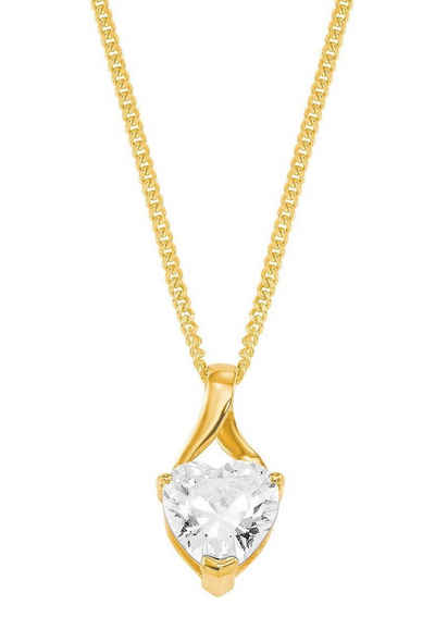 Amor Kette mit Anhänger Schmuck Geschenk Halskette Herz LIEBE 2014209 Gold 375, mit Zirkonia