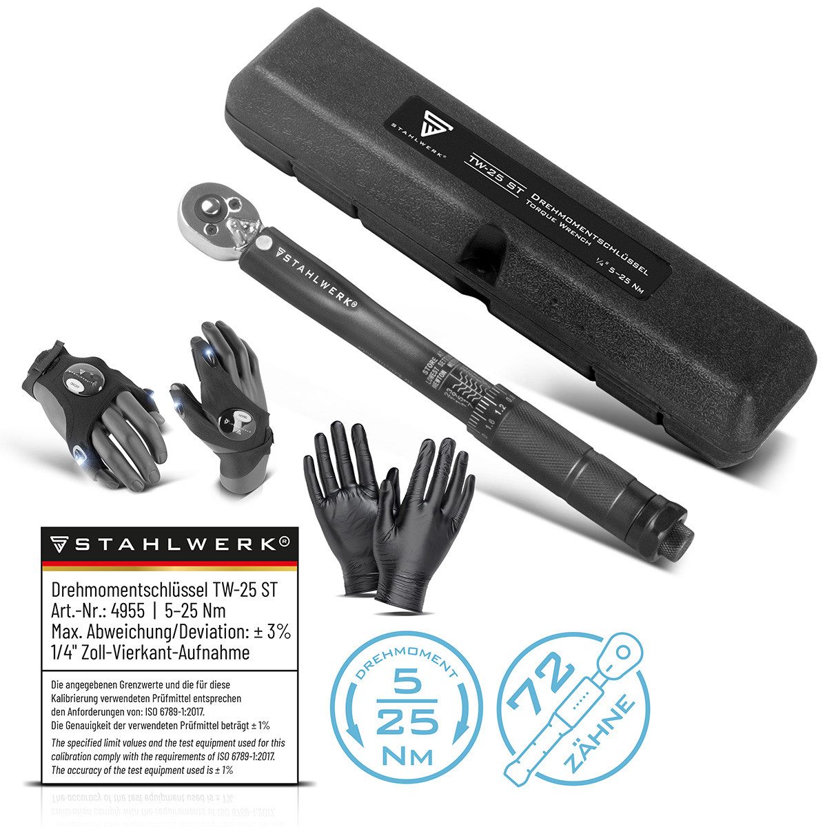 STAHLWERK Гаечные ключи Гаечные ключи TW-25 ST 5-25 Nm 1/4“ Zoll (Packung, 1 St), verchromt