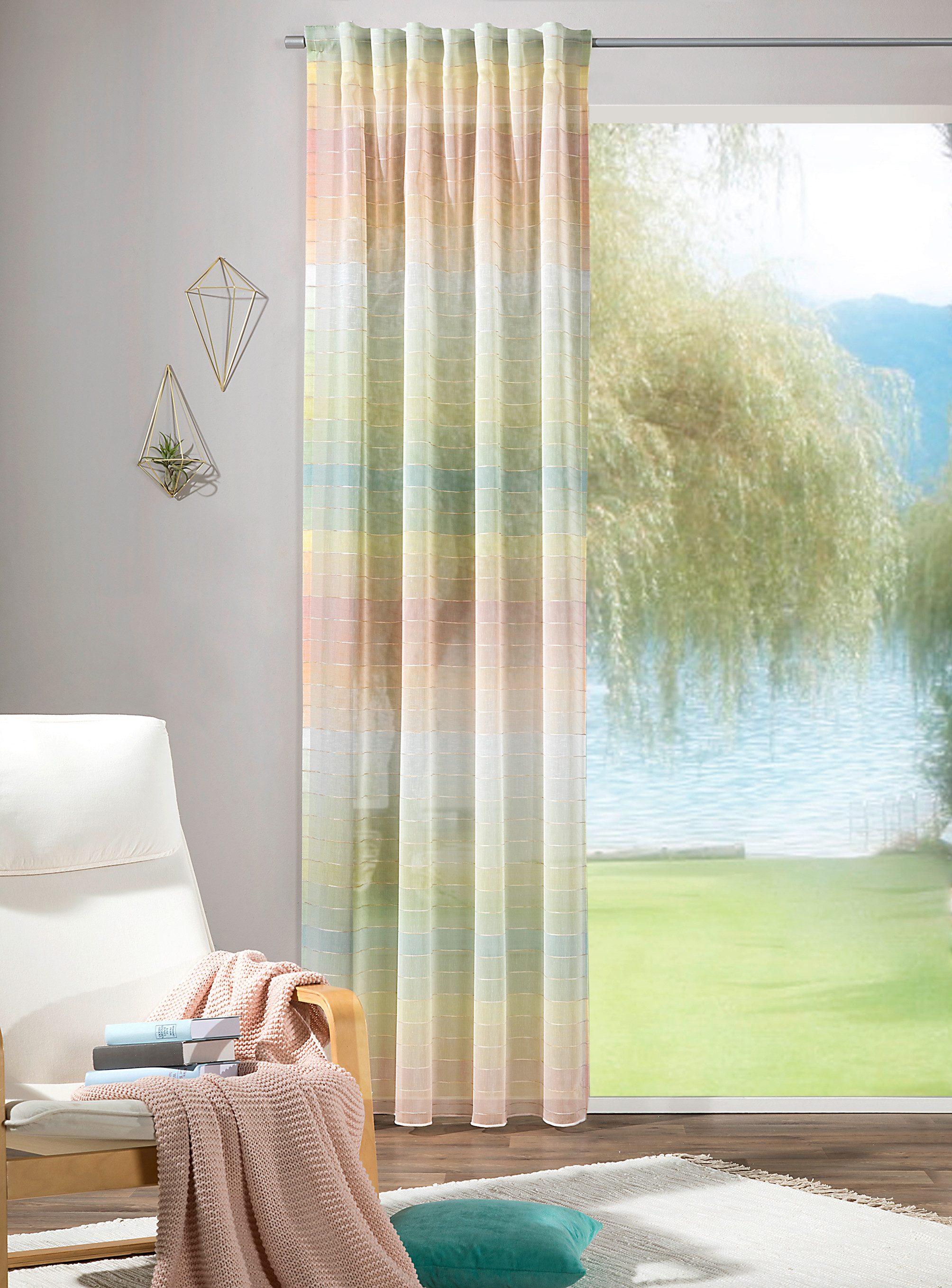 Verdi Vorhang Schal mit verdeckten Schlaufen Joy 140 x 245 cm (1 St), Multifunktionsband, halbtransparent