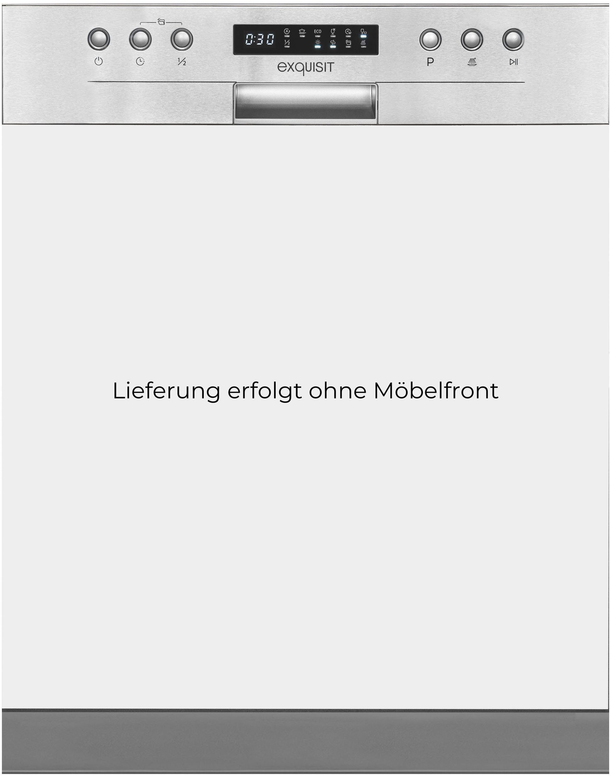 exquisit teilintegrierbarer Geschirrspüler EGSP9414-EB-030D inox, 14 Maßgedecke, Teilintegriert, 14 Maßgedecke – 6 Programme mit LED & Sparfunktion