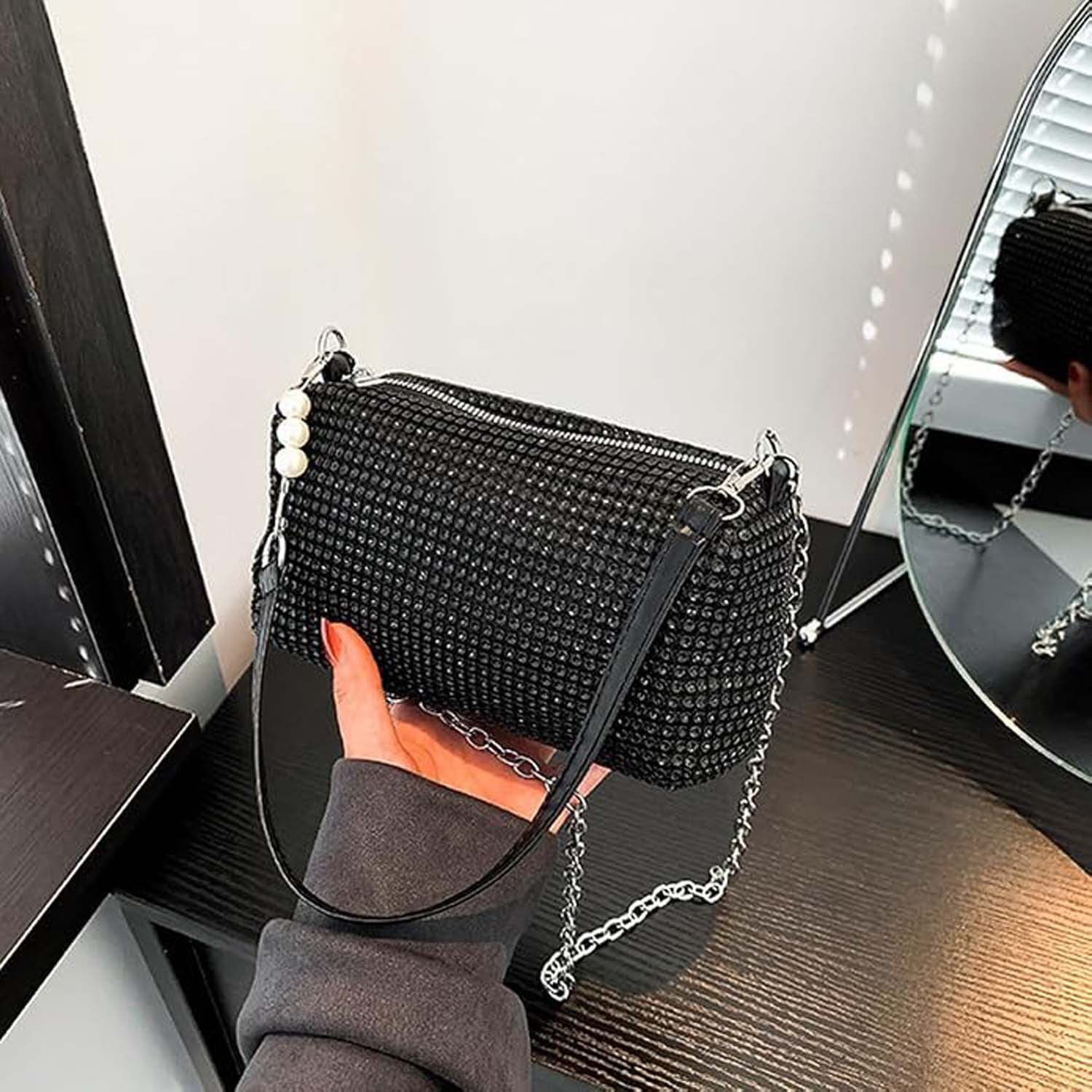 nsihing Clutch Elegante Abendtasche Damen Mit Glitzerndem Design – Bild 4 von 5