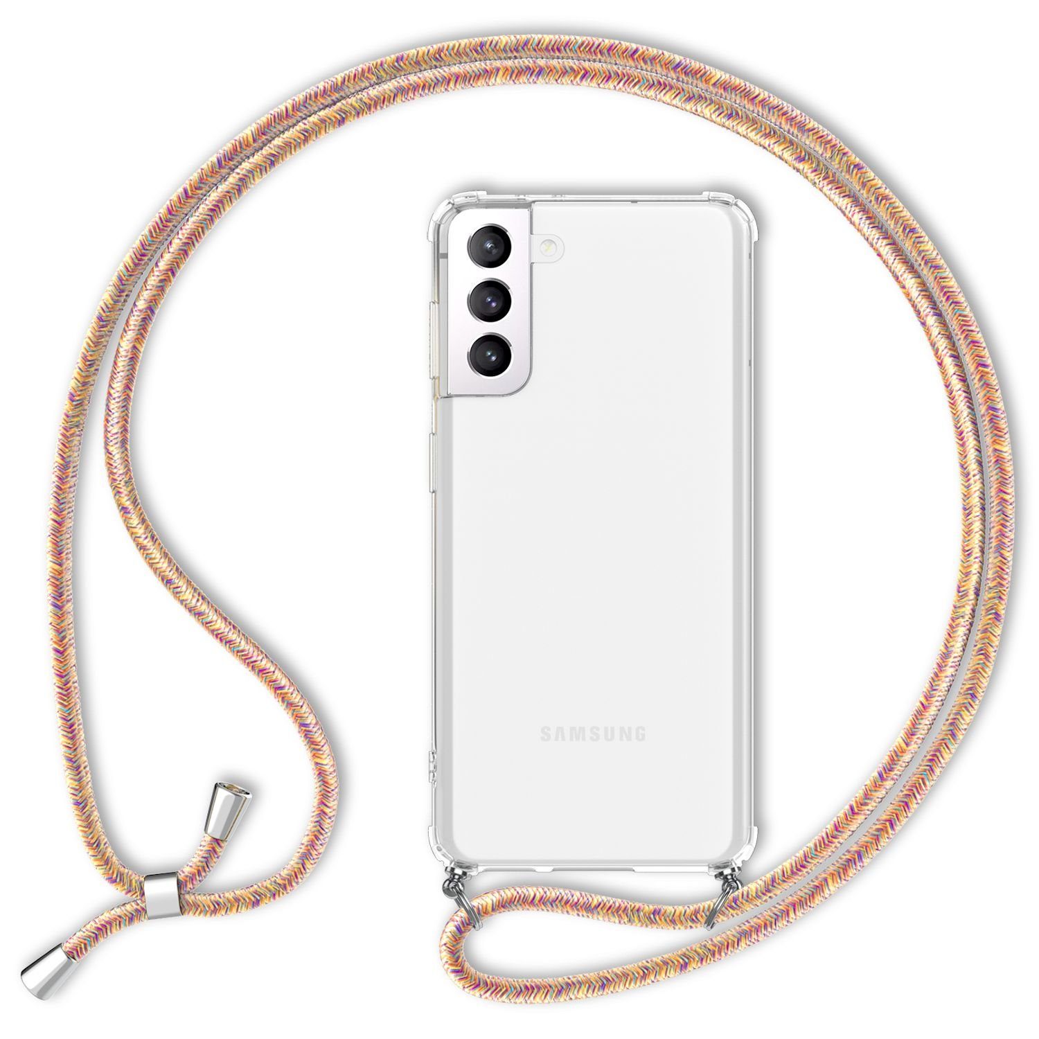 Nalia Backcover Samsung Galaxy S22 15,5 cm (6,1 Zoll), Klare Hülle mit Kette zum Umhängen / Harte Rückseite / Handyband Cover