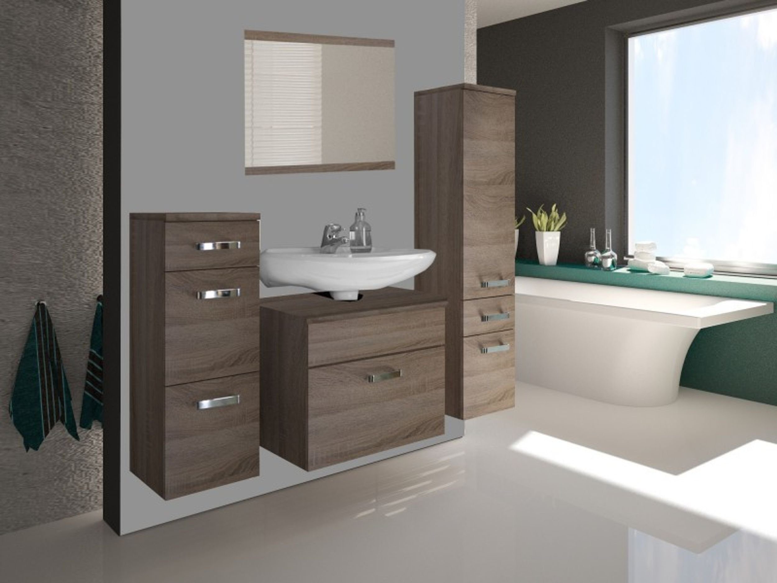 Küchen-Preisbombe Badezimmer-Set »Badmöbel / Badezimmer "EVO 19" 4tlg