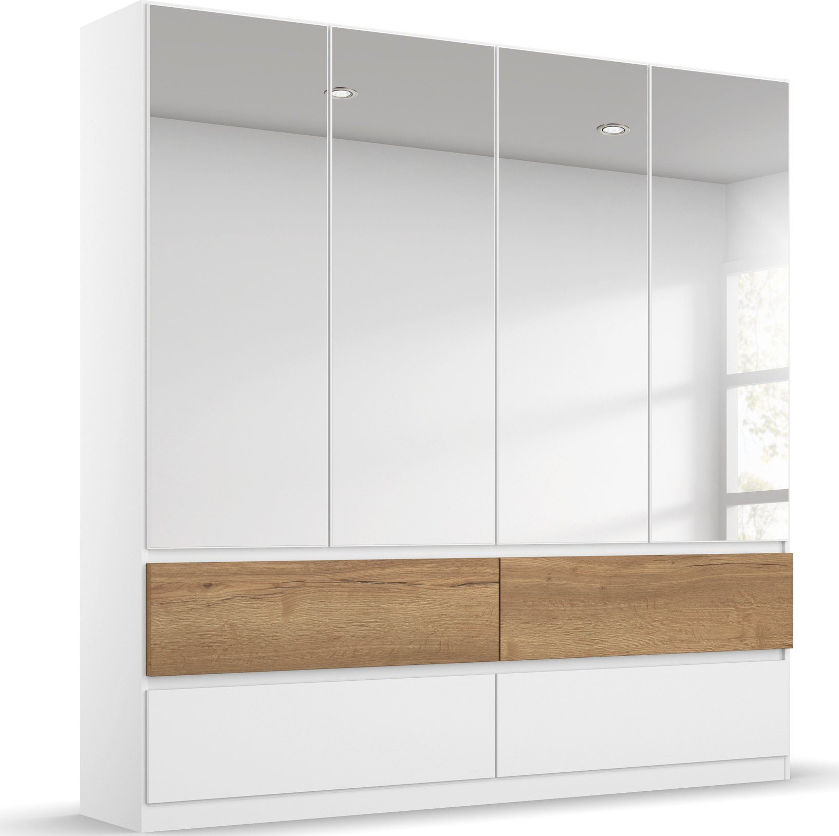 rauch Drehtürenschrank Winnipeg grifflose Front, Schubkästen m. Griffmulde, auch mit Beleuchtung