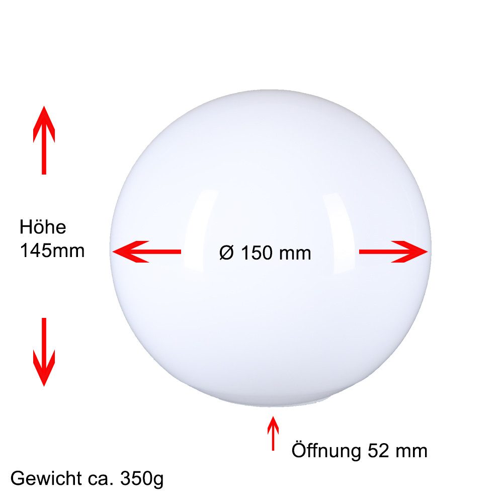 Home4Living Lampenschirm Kugelglas Ersatzglas Lampenglas weiß glänzend Ø 150mm, Dekorativ