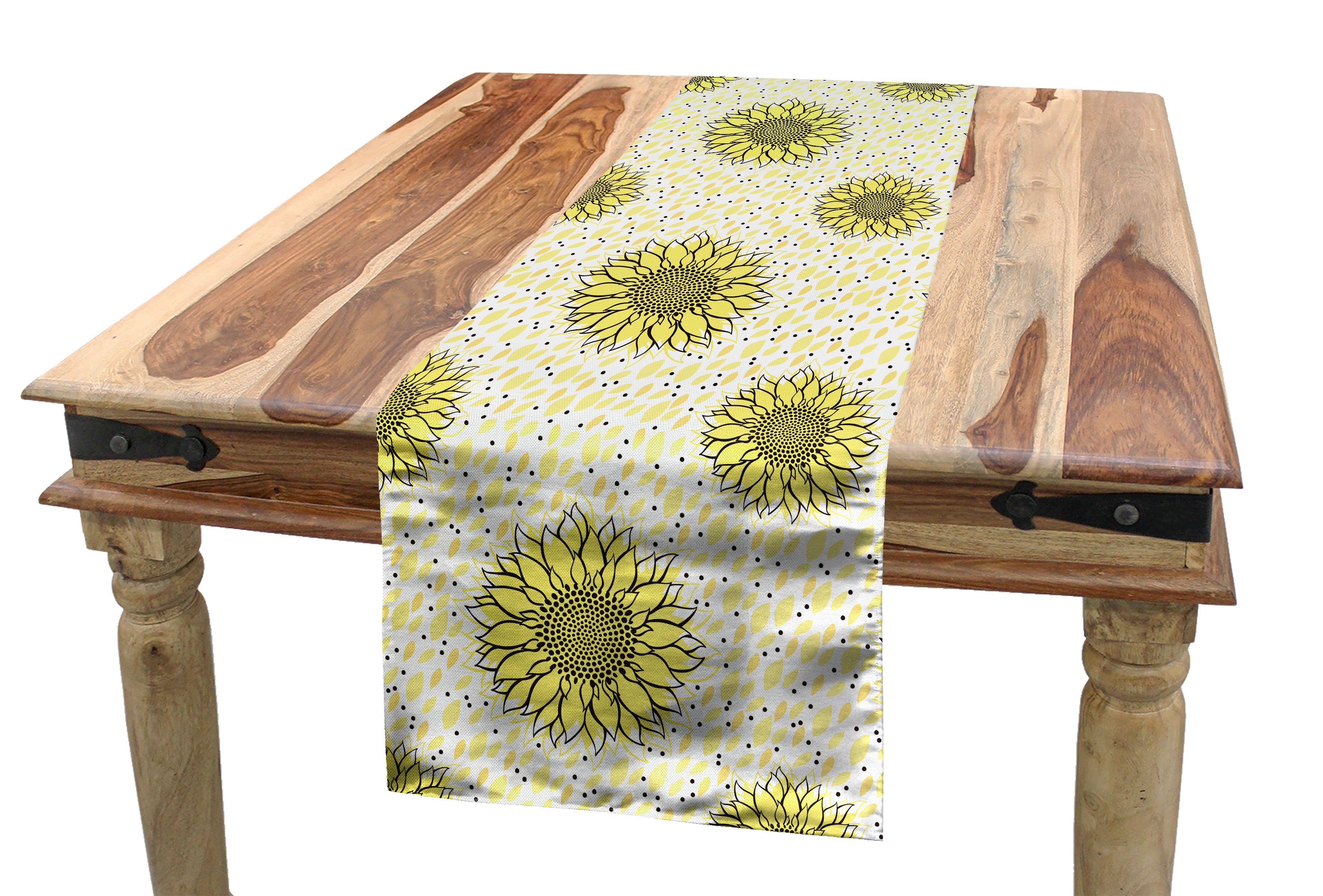 Abakuhaus Tischläufer Esszimmer Küche Rechteckiger Dekorativer Tischläufer, Gelbe Punkte Sunflowers Spots