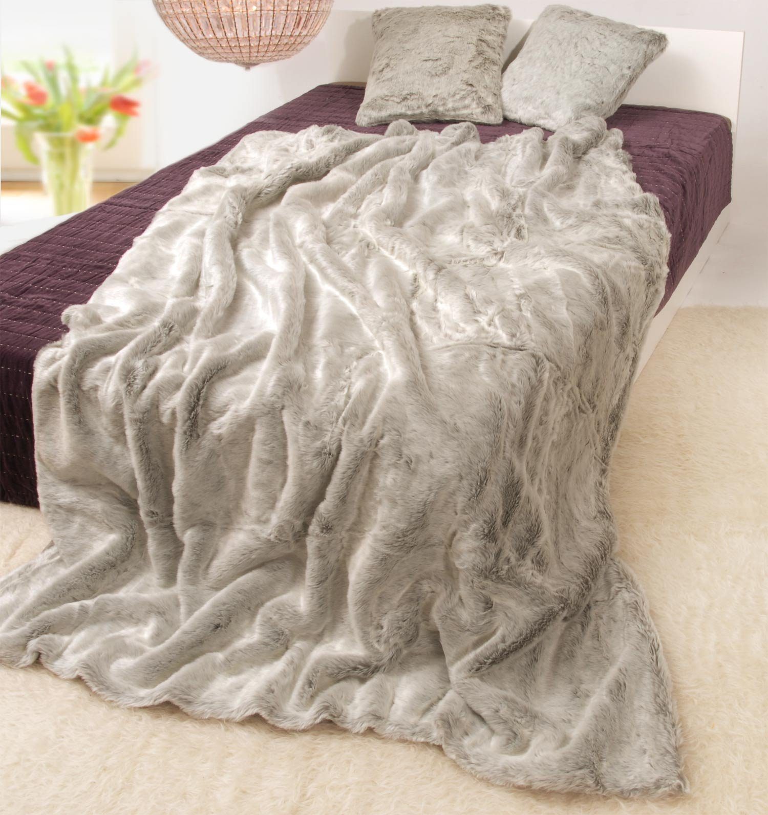 Wohndecke Felldecke (Kunstfell) "Silberfuchs", Wohnen und Accessoires GmbH & Co. KG, Felloptik