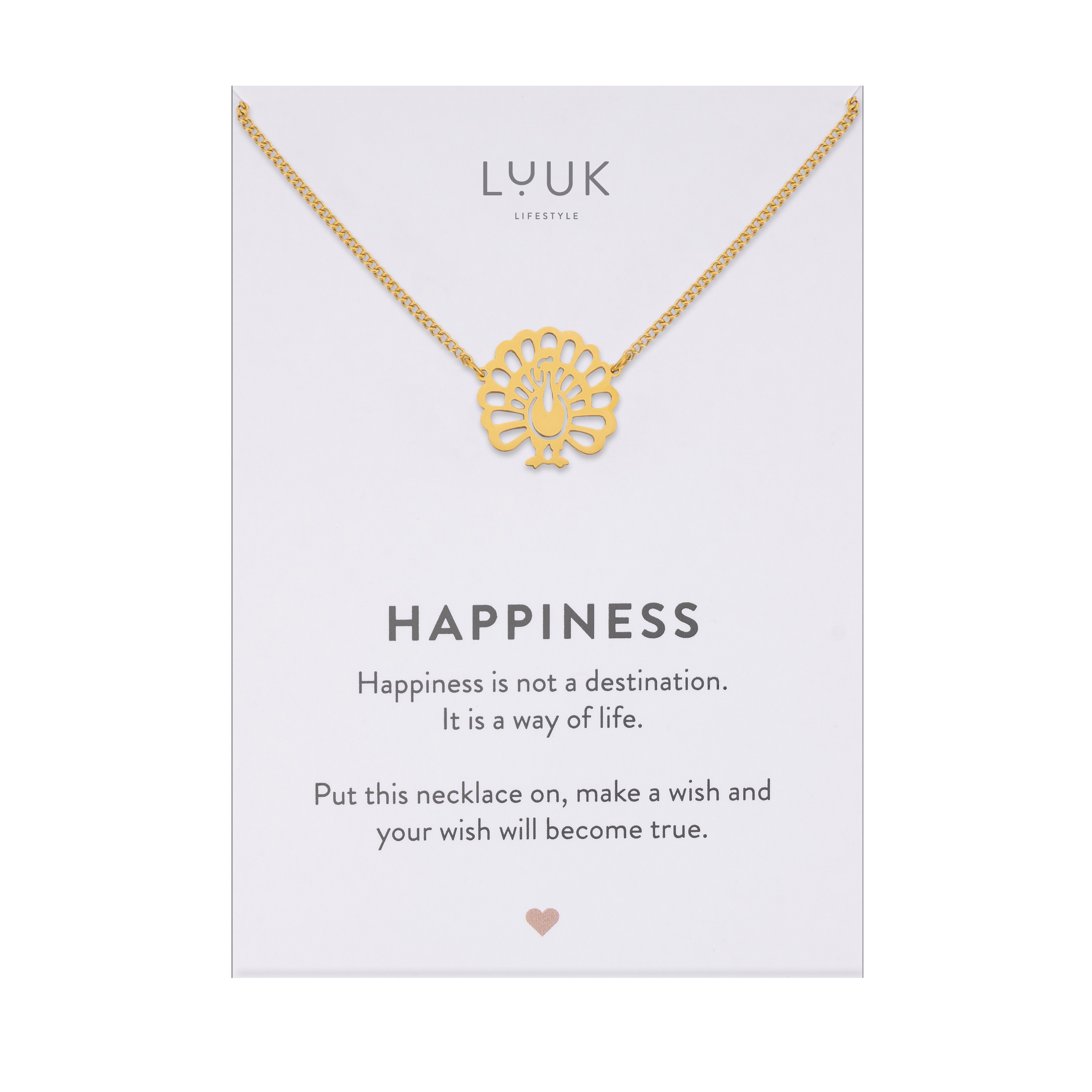 LUUK LIFESTYLE Kette mit Anhänger Pfau, Vogel Halskette aus Edelstahl