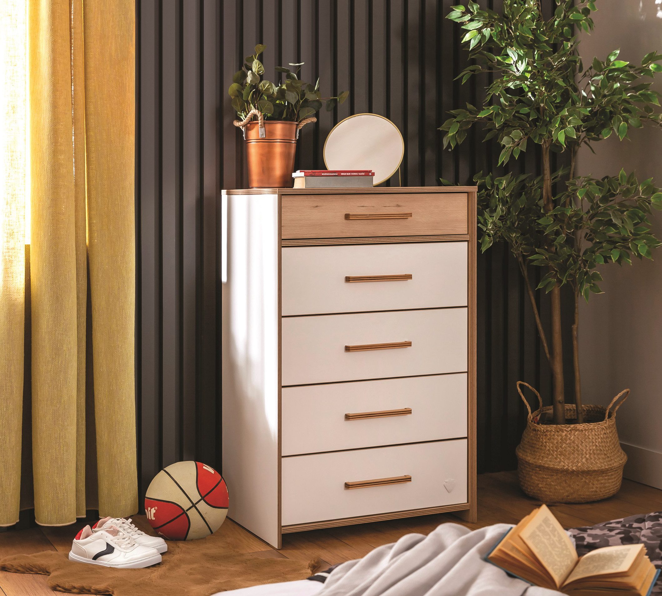 Möbel-Zeit Hochkommode MODERA mit 5 Schubladen