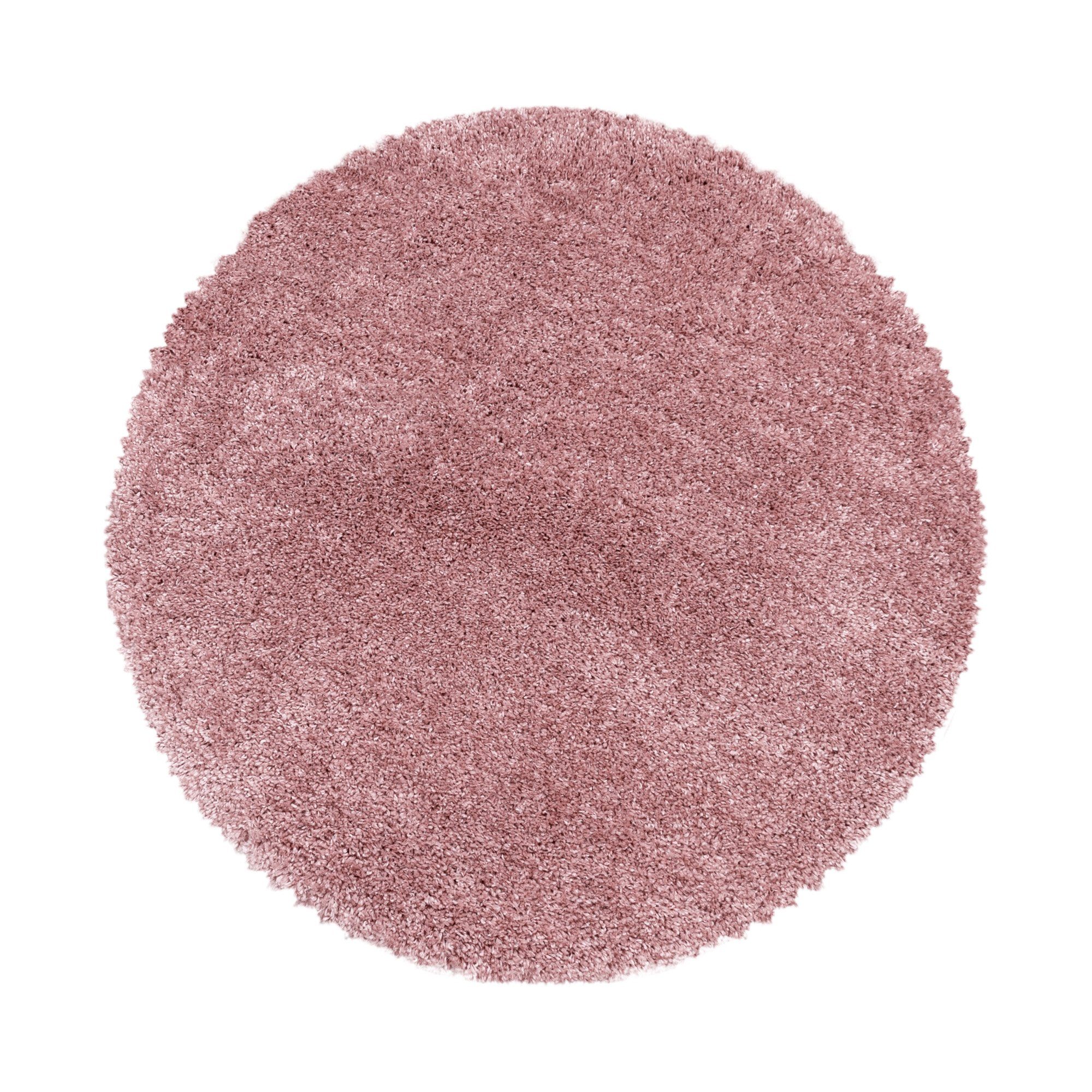 Teppich Unicolor Rund, farben HomebyHome, versch. Einfarbig - Wohnzimmer Shaggy und Höhe: 30 Teppich Runder Rosa mm, Einfarbig, größen