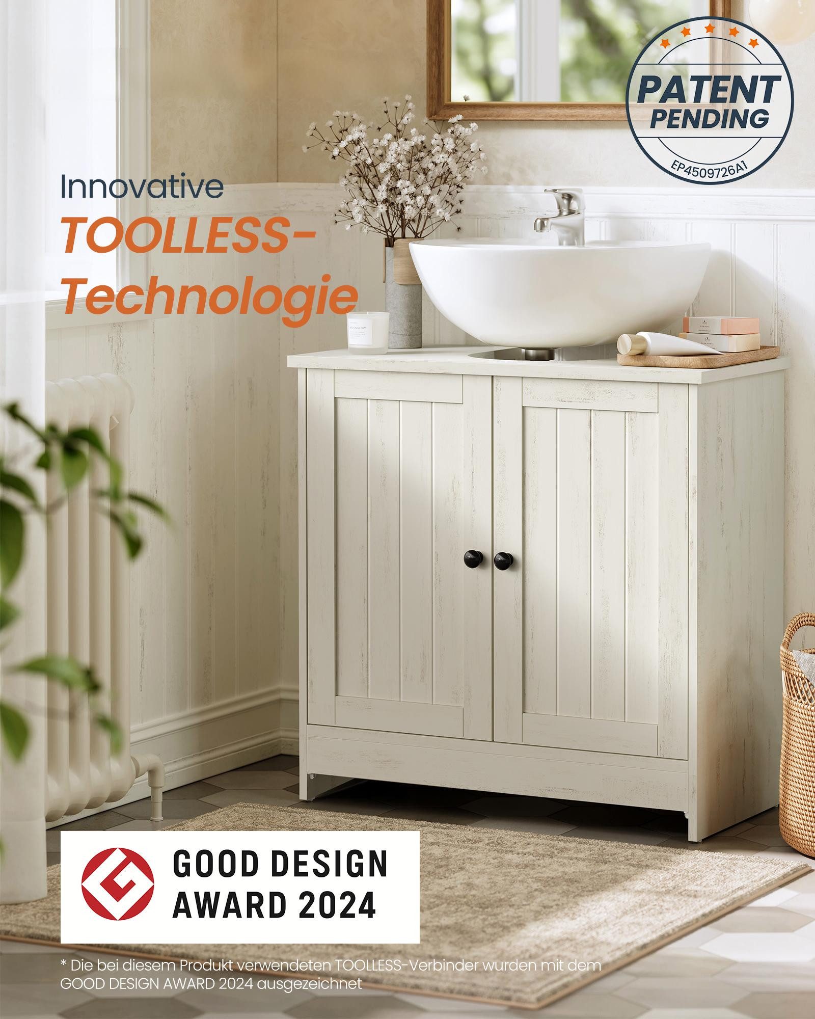 SONGMICS HOME Waschbeckenunterschrank Badezimmerschrank Toolless-Technologi günstig online kaufen