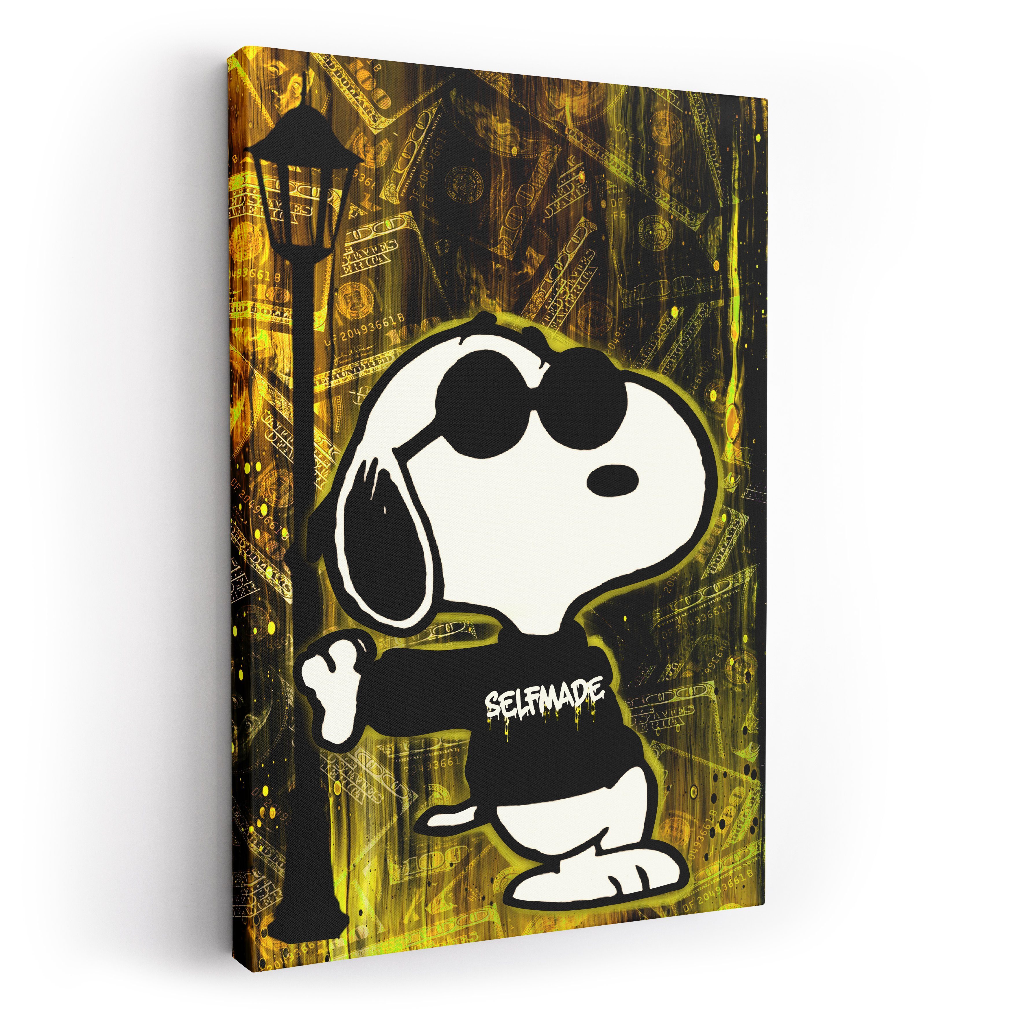 ArtMind XXL-Wandbild BE COOL - SNOOPY - SELFMADE, Premium Wandbilder als Poster & gerahmte Leinwand in 4 Größen, Wall Art, Bild, Canva