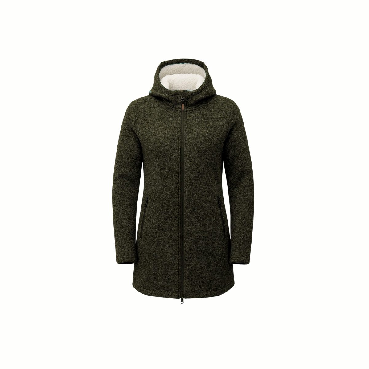 Frivild Strickfleecejacke Strickfleecemantel mit Kapuze, mit Teddy-Fleece mit Kapuze