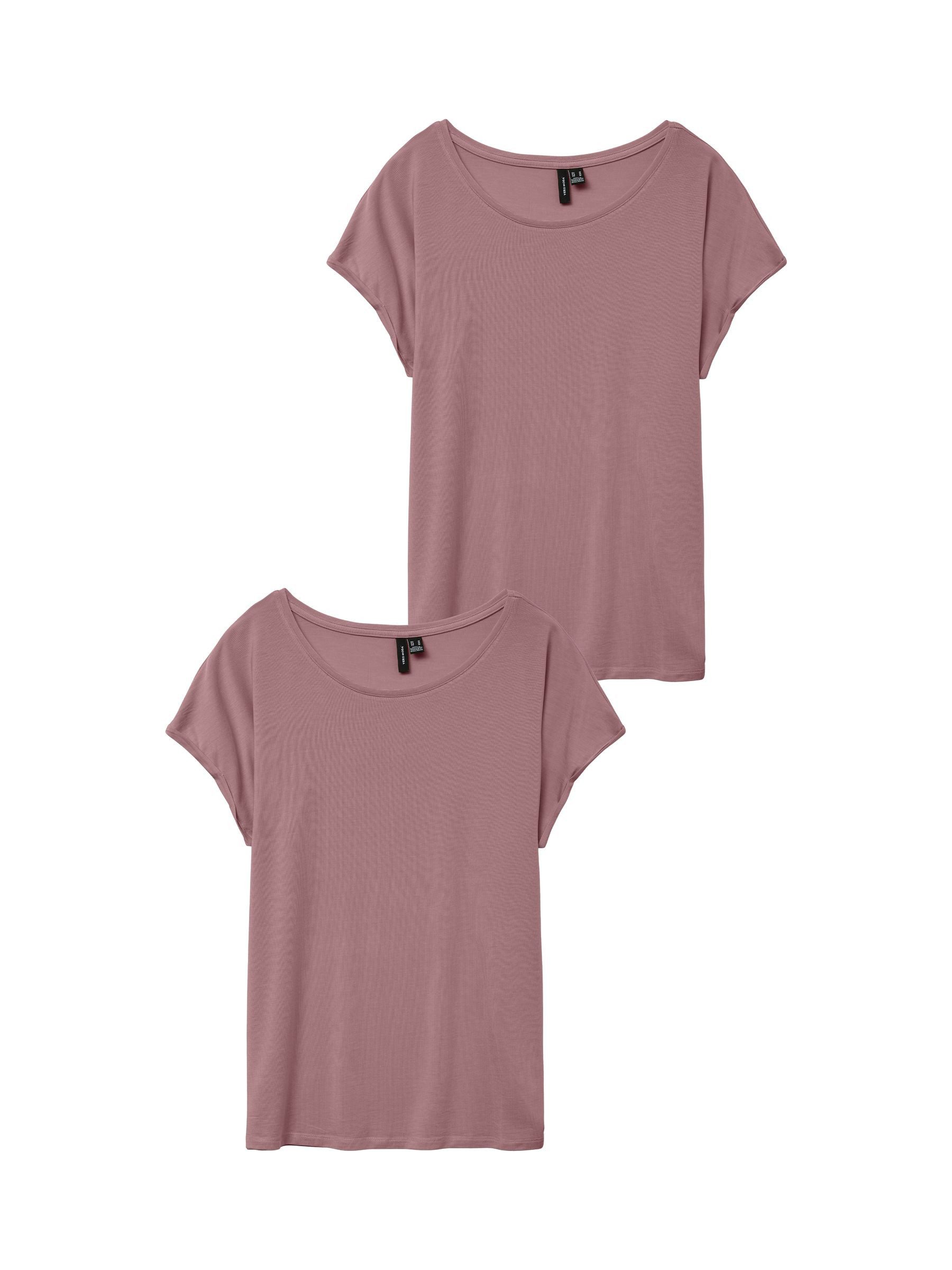 T-Shirt 2er-Pack Einfarbiges Stretch Oberteil