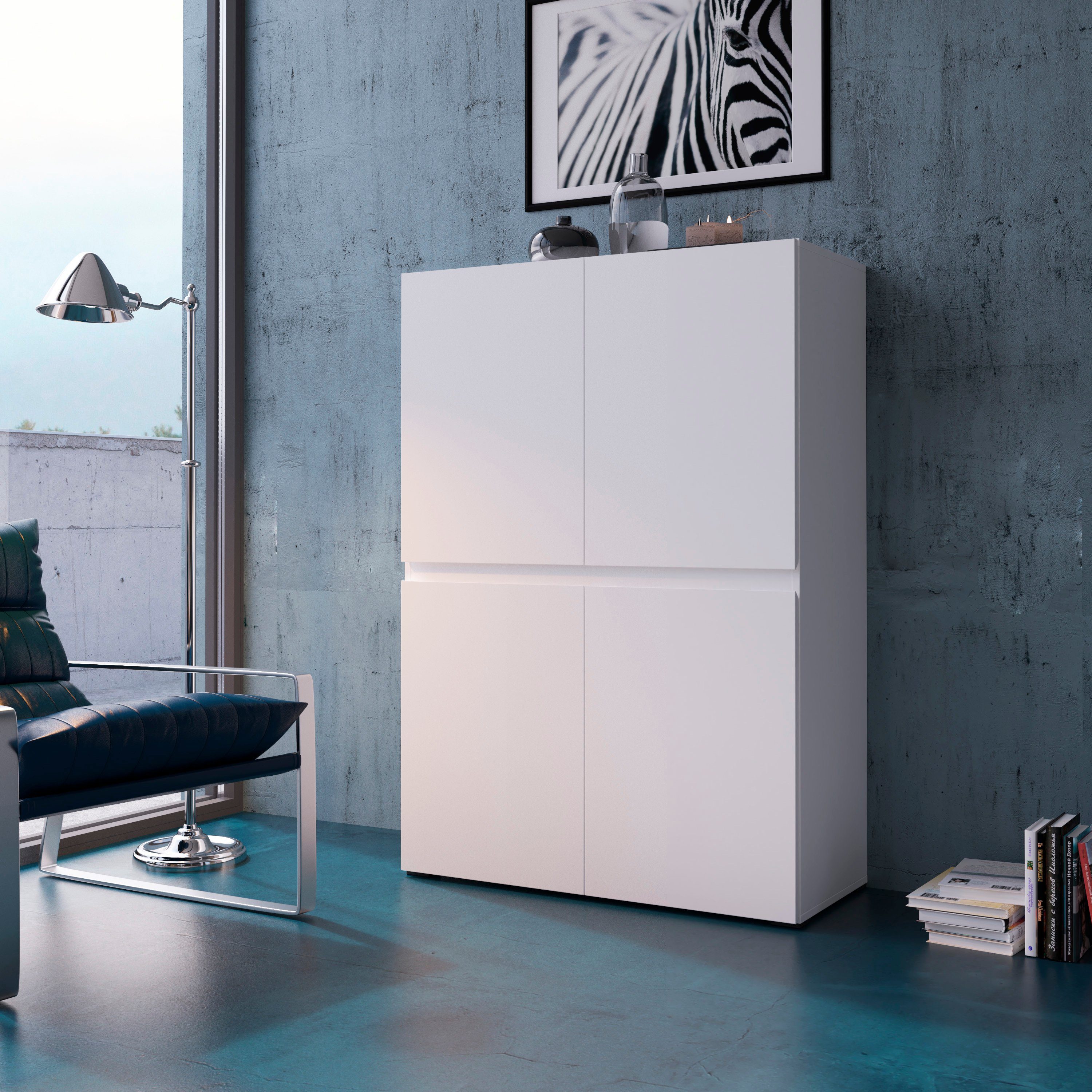 INOSIGN Highboard Rimini, Höhe 129 cm Alpinweiß | Alpinweiß