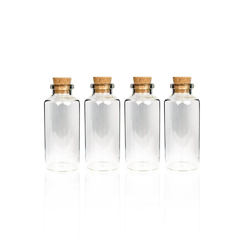 Bestlivings Vorratsglas Fläschchen mit Korken, Glas, (4-tlg., 10 ml),  Reagenzglas für Hochzeit - Mini Gläser Gastgeschenke Glasfläschchen