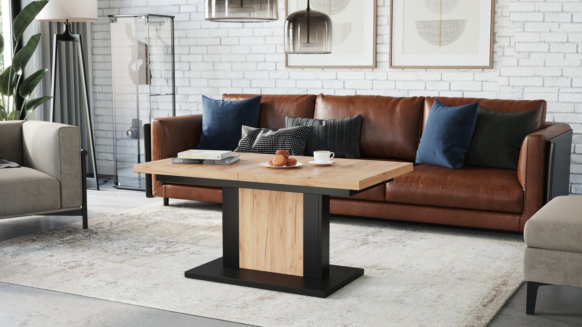 designimpex Couchtisch Design Orion stufenlos höhenverstellbar günstig online kaufen