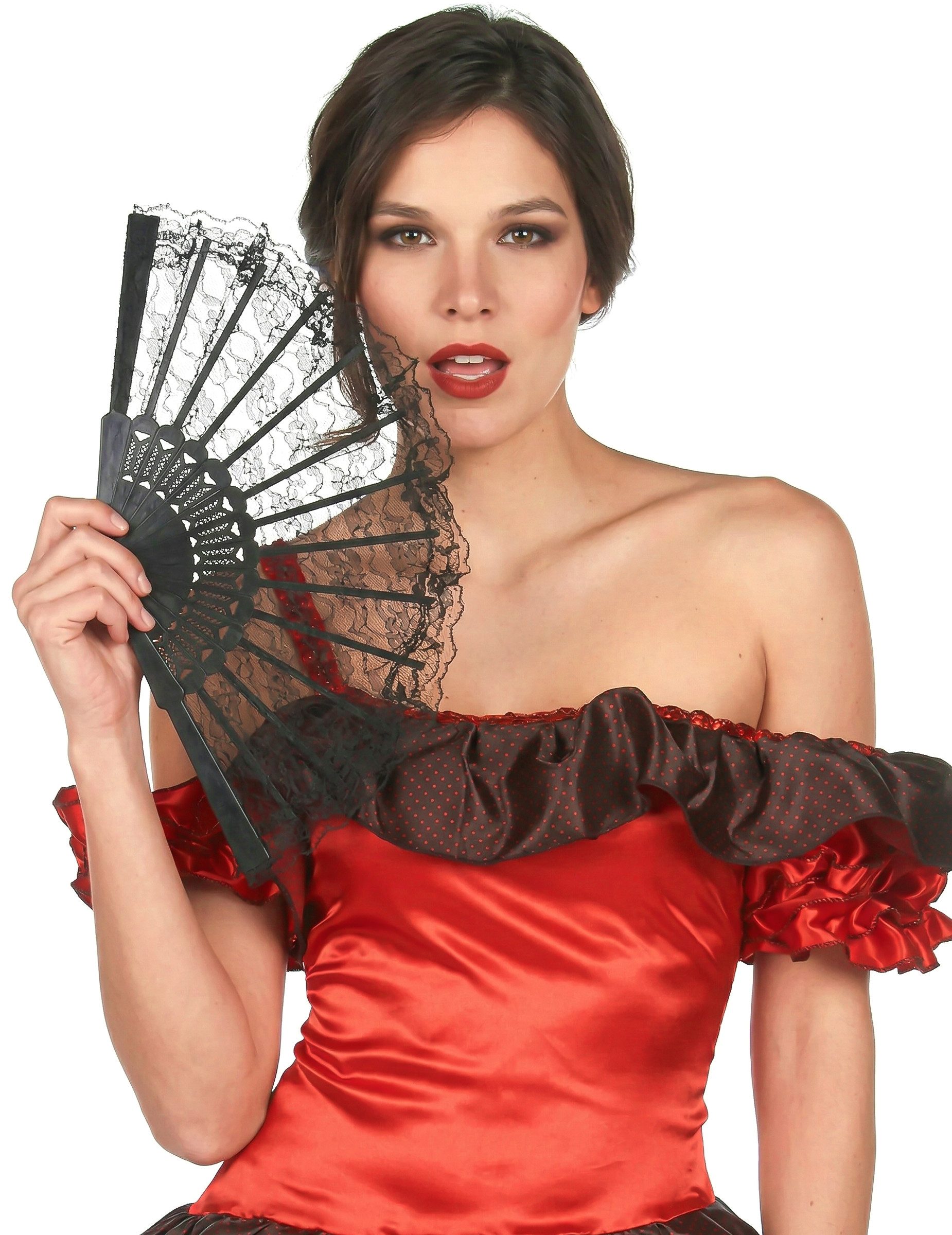 JADEO Kostüm Flamenco-Damenkostüm Spanische Tänzerin rot-schwarz