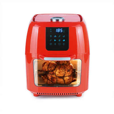 GOURMETmaxx Heißluftfritteuse XXL Fritteuse Airfryer, Digital 9l in rot, Umfangreiches Zubehör inkl. Drehspieß für Hähnchen, 8 Programme