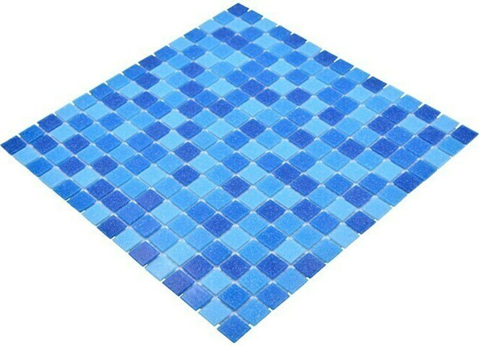 Mosani Bodenfliese Glasmosaik Mosaikfliesen blau Poolmosaik