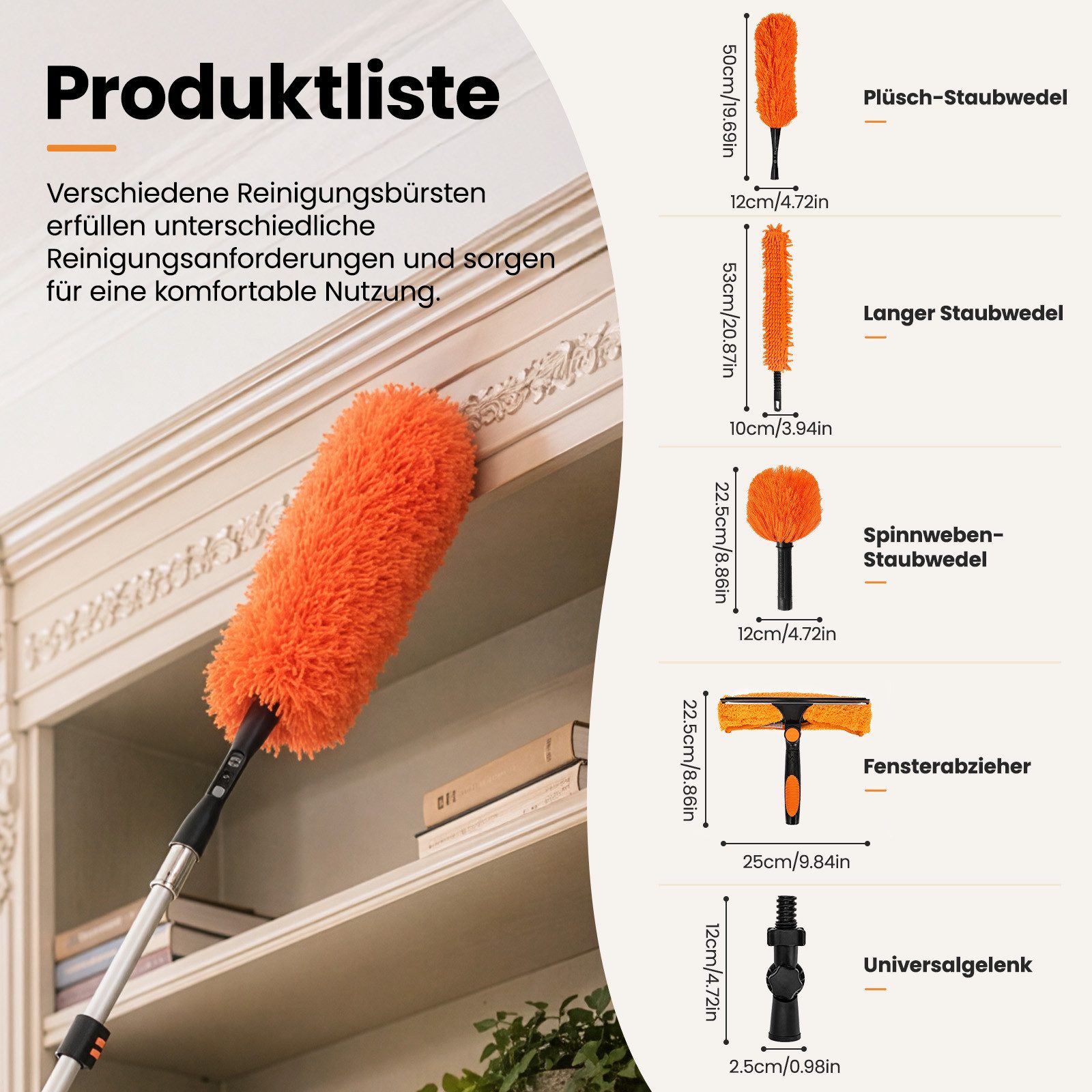 Youyijia Staubwedel 6M Teleskop Staubwedel Set, 6-teiliges Reinigungsset – Bild 2 von 5