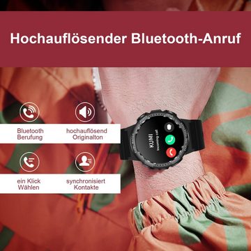 REDOM Damen Herren Smart Watch Sportuhr Armbanduhr Fitness Uhr Uhren Tracker Smartwatch (1,3 Zoll) 300mAh Li-Ionen Armband Fitnessuhr mit 100+ Sportmodi, 1-tlg., IP68 Wasserdicht, Bluetooth Anrufe, iOS/Android, Touchscreen, mit Pulsmesser Schrittzähler Schlafmonitor Aktivitätstracker usw