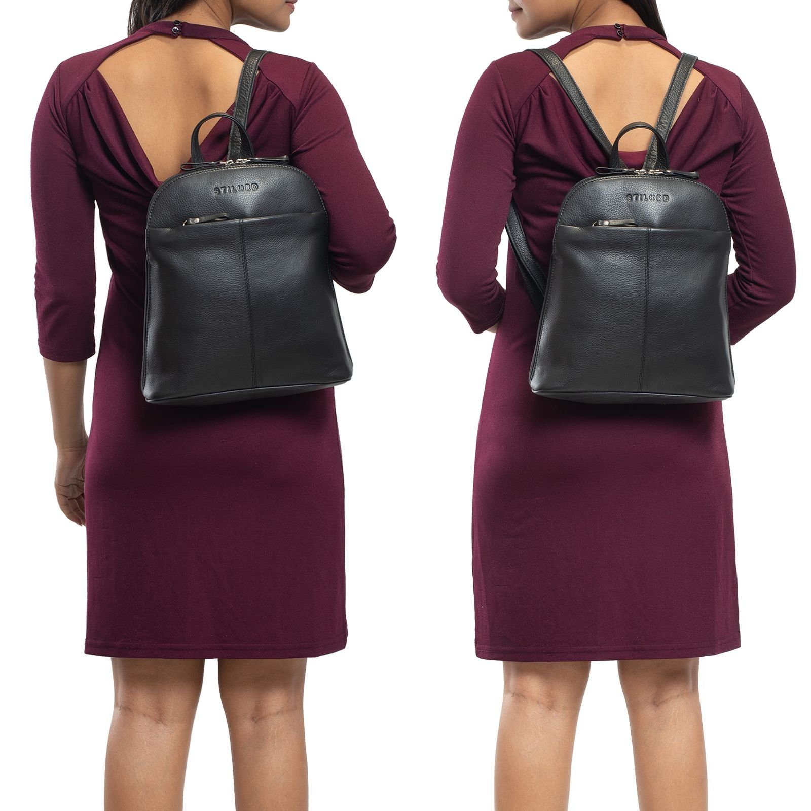 STILORD Cityrucksack "Olivia" City Rucksack Damen Leder Rucksackhandtasche Daypack
