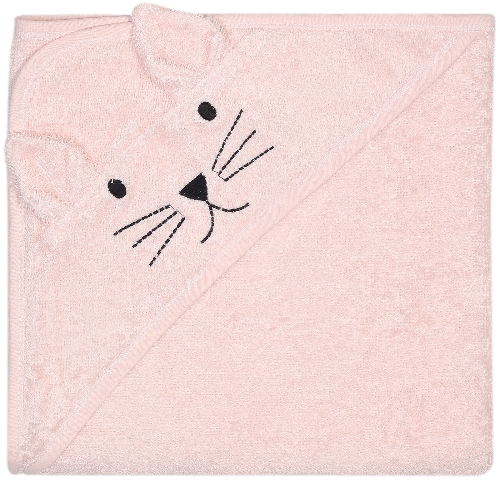 Aus Katze, Kapuzenhandtuch Baumwolle, KINDSGUT Baumwolle rosa zertifizierter 100%