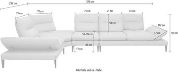 Nicoletti Home Ecksofa Monnalisa, Breite 376 cm, mit Sitztiefen- und Armlehnverstellung