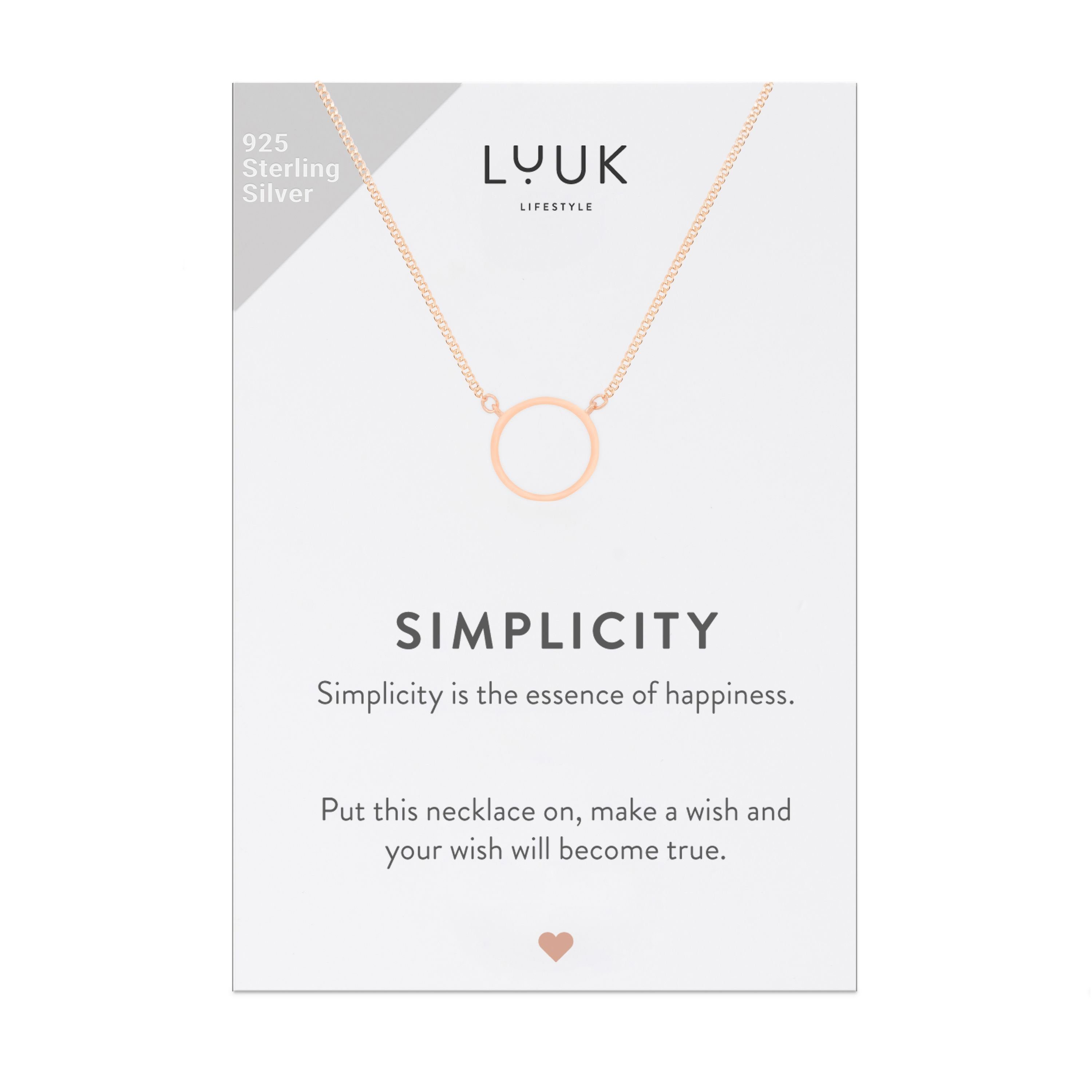 Geschenkkarte, LIFESTYLE LUUK Ring, Glücksbringer Rosé SIMPLICITY Silberkette