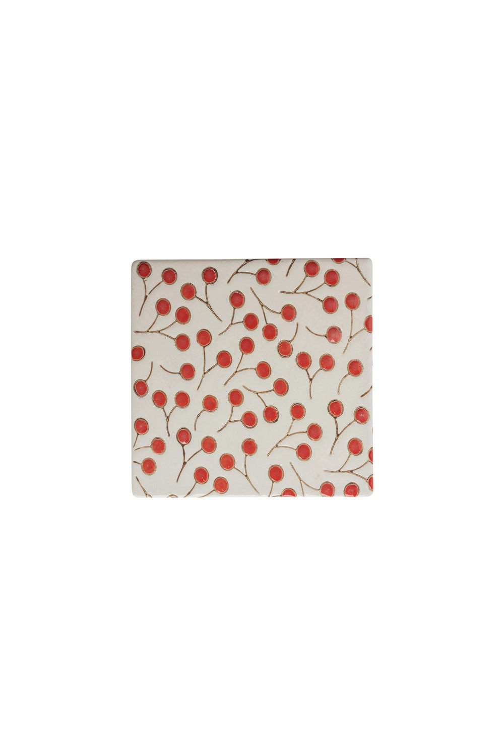 Tranquillo Tasse Untersetzer aus Steinzeug VINTAGE GARDEN red 10x10,5x0,5 cm, Handgefertigt und handbemalt im romantischen Vintage-Garden-Stil