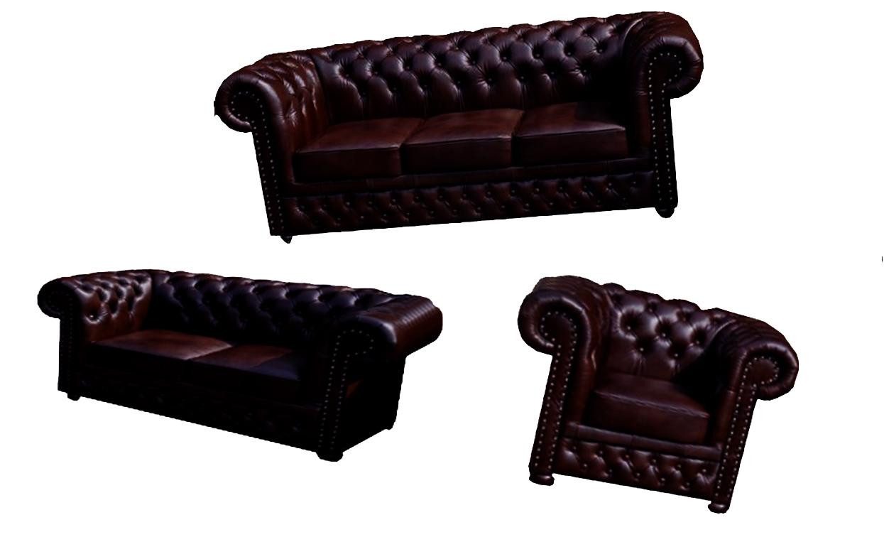 Xlmoebel Chesterfield-Sofa Klassische CROMER Chesterfield Sitzgarnitur aus Leder mit Polsterung, Hergestellt in Europa