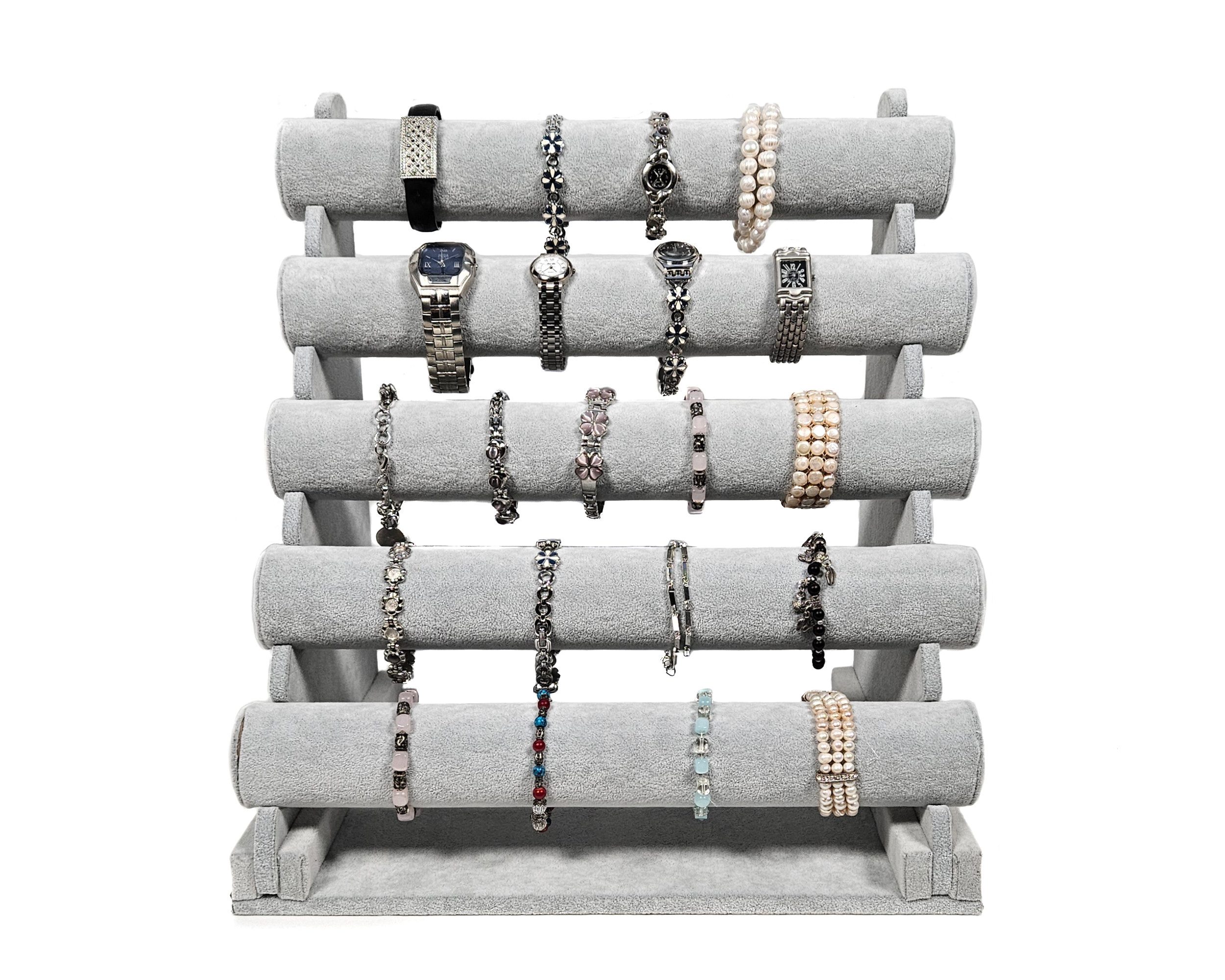 Yudu Schmuck Etagere Schmuckständer mit abnehmenbar 5 Rollen für Uhr Armband Kette Samt – Bild 2 von 5