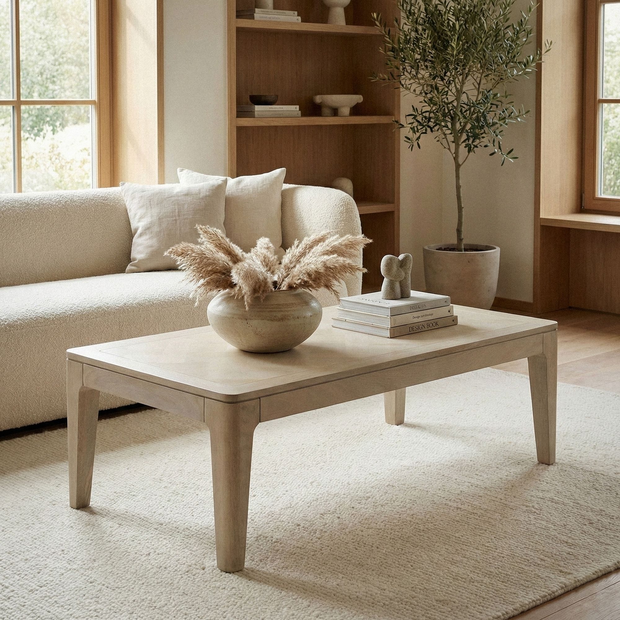 FINEBUY Couchtisch FB77663 Sofatisch 120cm Wohnzimmertisch Loungetisch (Warme Holzoptik mit natürlicher Maserung), Zeitloses Design für stilvolle Wohnräume