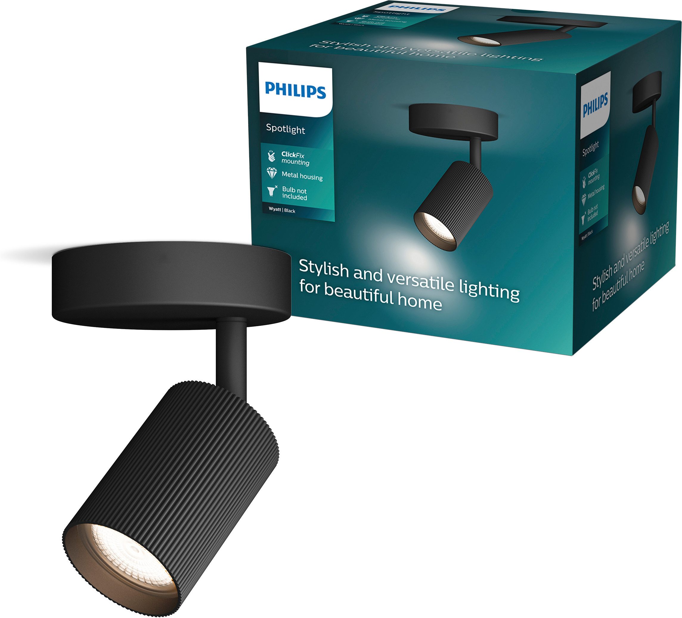 Philips Deckenspot Wyatt LED, Aluminium, exklusive GU10, ohne Leuchtmittel, Wand- & Deckenmontage, schwenkbar